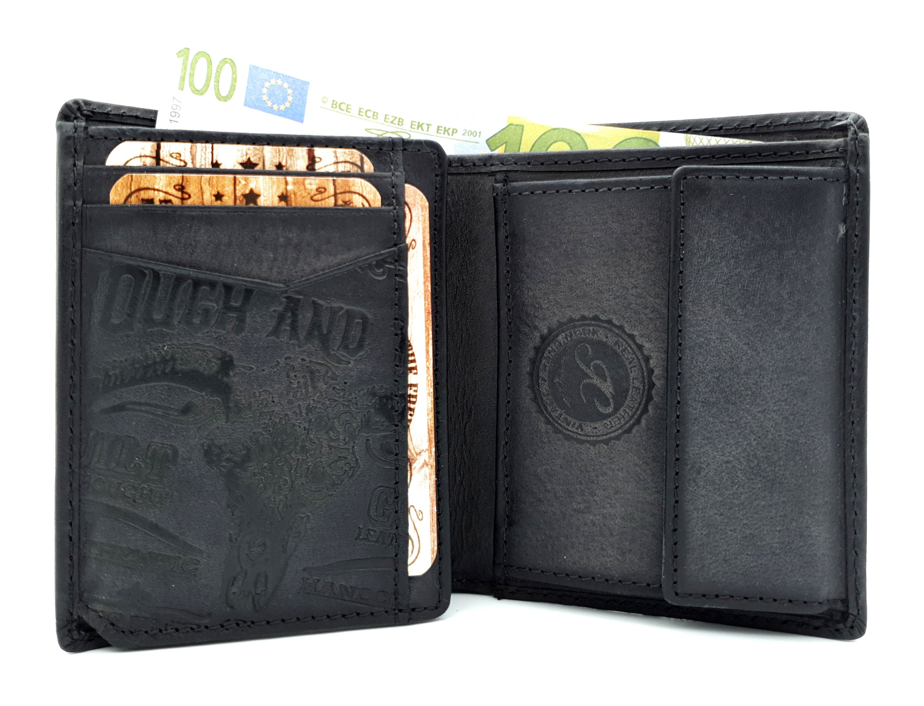 Abverkauf! Jockey Club echt Leder Geldbörse Geldbeutel Portemonnaie Rough & Tough mit RFID Schutz black