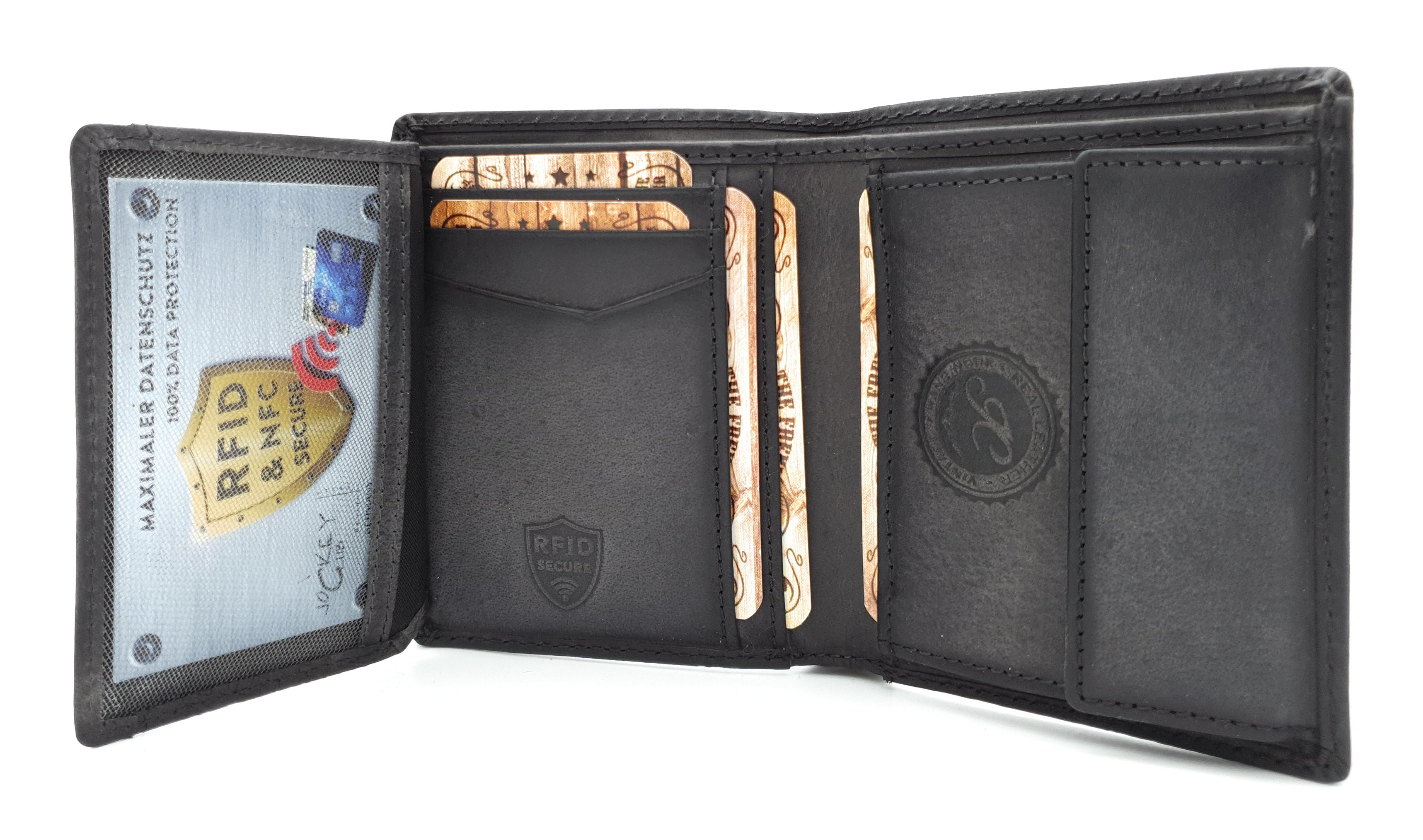 Abverkauf! Jockey Club echt Leder Geldbörse Geldbeutel Portemonnaie Rough & Tough mit RFID Schutz black