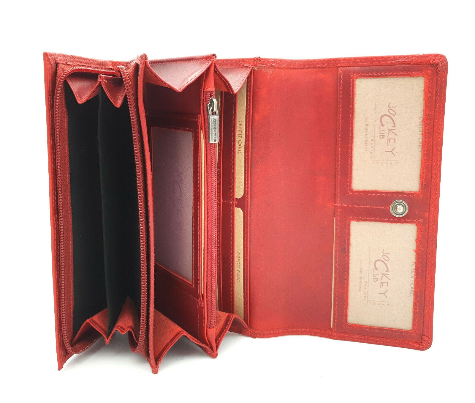 echt Leder Geldbörse Portemonnaie Geldbeutel Jockey Club Schmetterling mit RFID Schutz rot