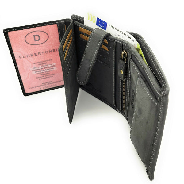 Jockey Club Basic echt Büffel Voll-Leder Geldbörse Portemonnaie Geldbeutel mit RFID NFC Schutz