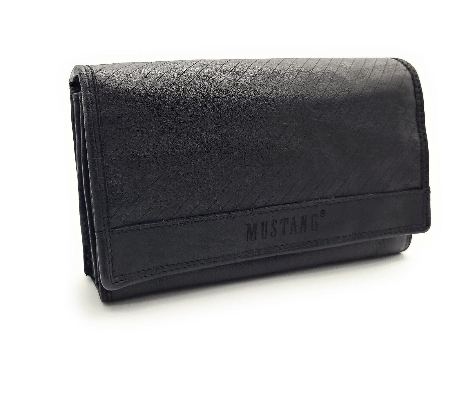 Mustang echt Leder Damen Geldbörse Portemonnaie Brasilia knautschig weich black