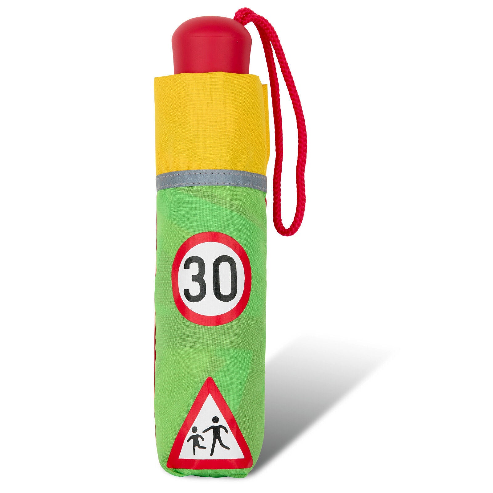 Kinder Regenschirm mit Reflektionsstreifen extra leicht stabil reflektierend bunt