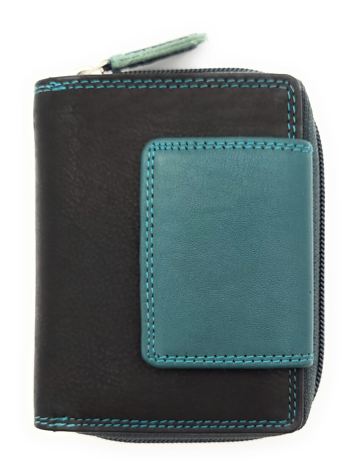 Jockey Club echt Leder Damen Geldbörse Portemonnaie mit RFID Schutz schwarz petrol