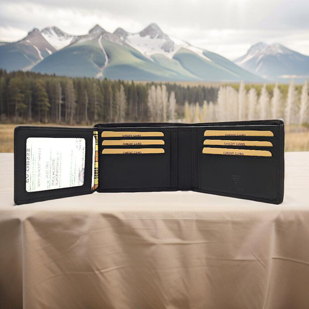 Hill Burry echt Leder Geldbörse Portemonnaie Kreditkartenetui mit RFID Schutz schwarz