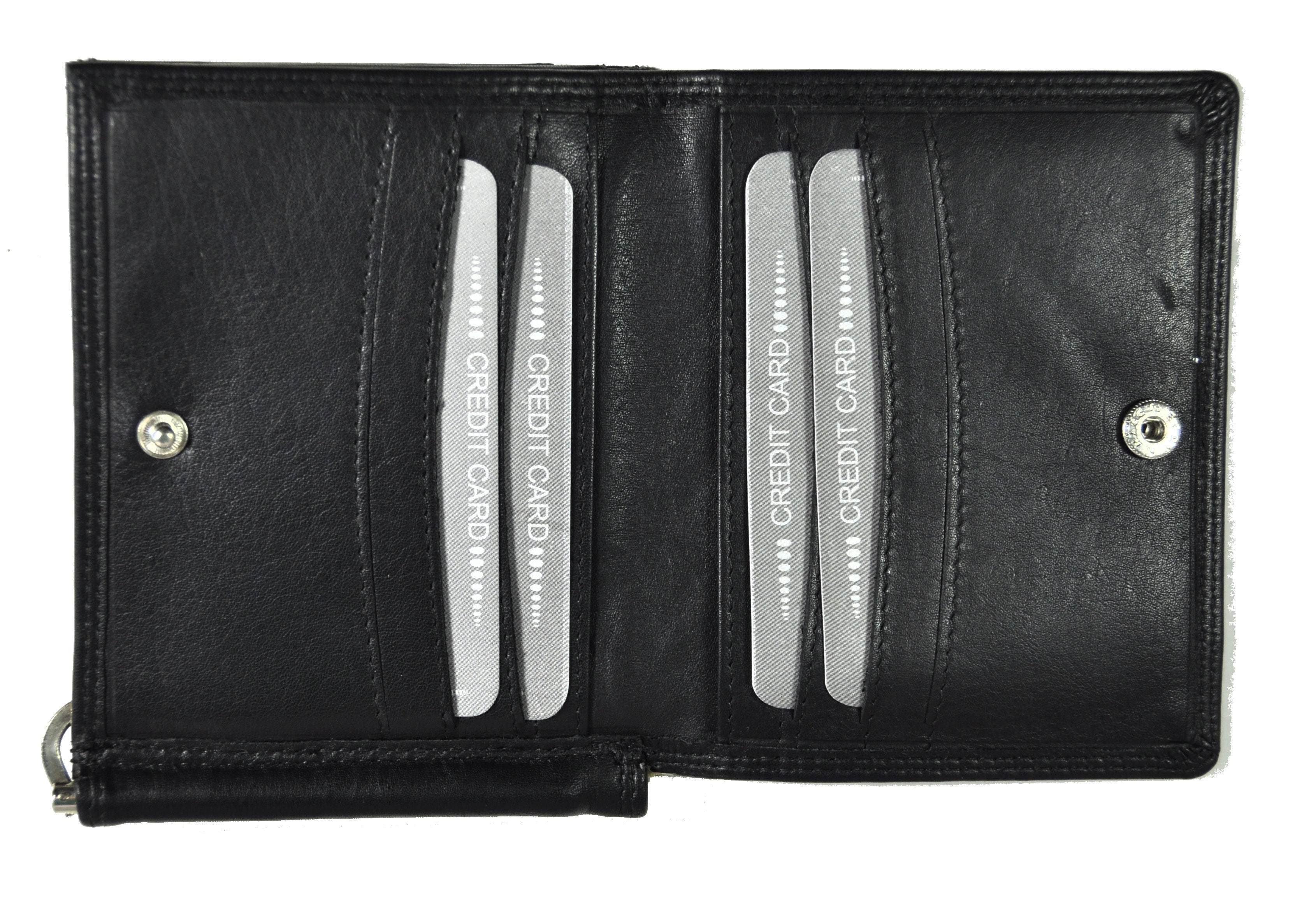 Jockey Club RFID Leder-Geldbörse mit Dollarclip & Münzfach - Geldklammer – Schwarz, echtes Nappaleder