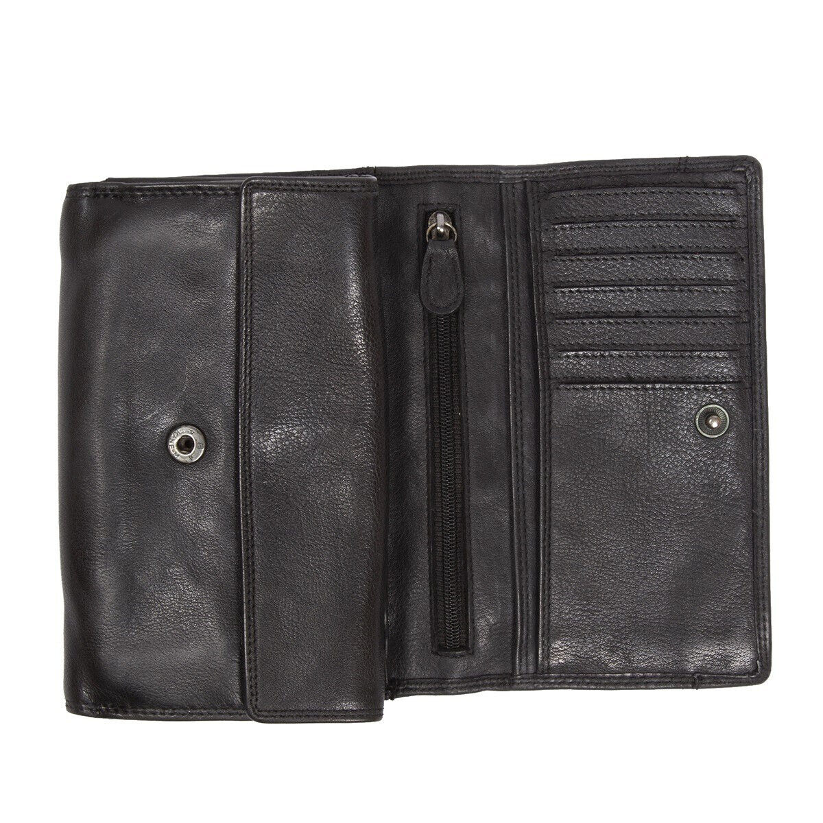 Mustang echt Leder Damen Geldbörse Portemonnaie Brasilia knautschig weich black