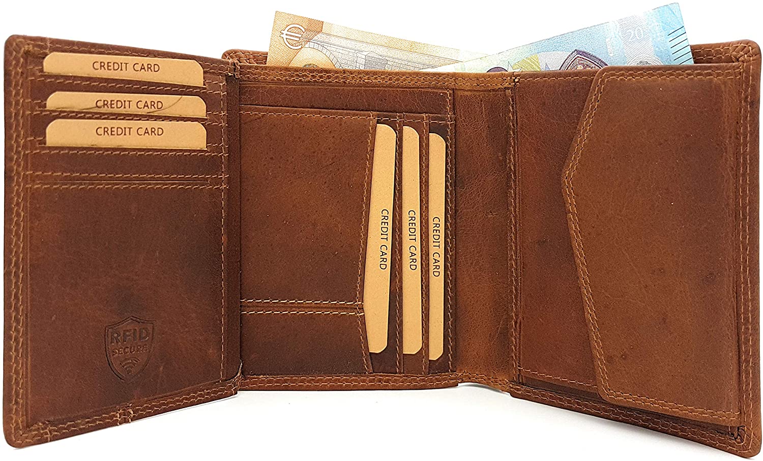 Jockey Club echt Leder Geldbörse Portemonnaie Münzbörse weiches Sauvage-Leder mir RFID Schutz