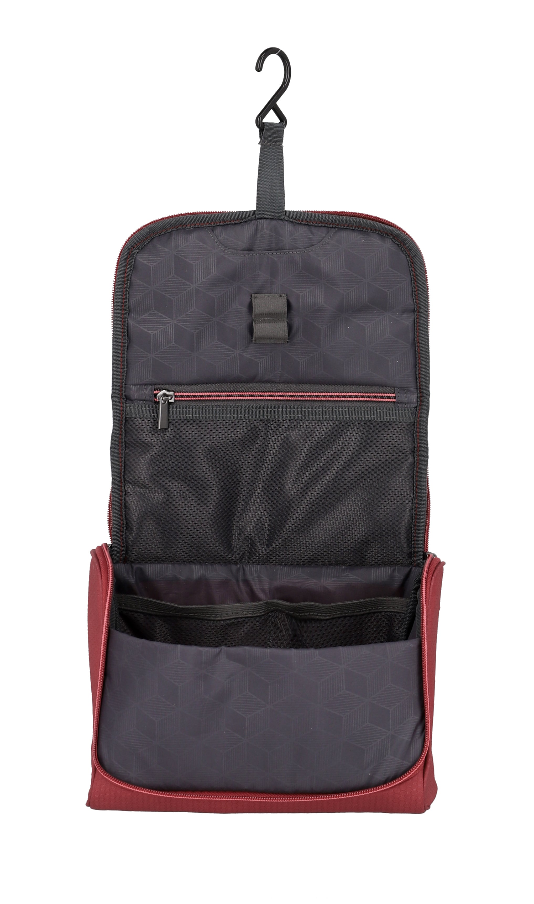 Travelite Skaii Kulturtasche Kulturbeutel zum Hängen aus recyceltem Polyester Farbe Abendrot