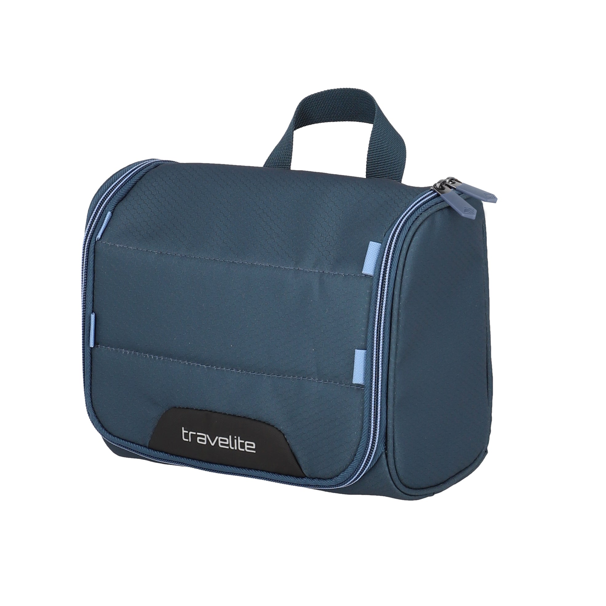 Travelite Skaii Kulturtasche Kulturbeutel zum Hängen aus recyceltem Polyester Farbe Panoramablau