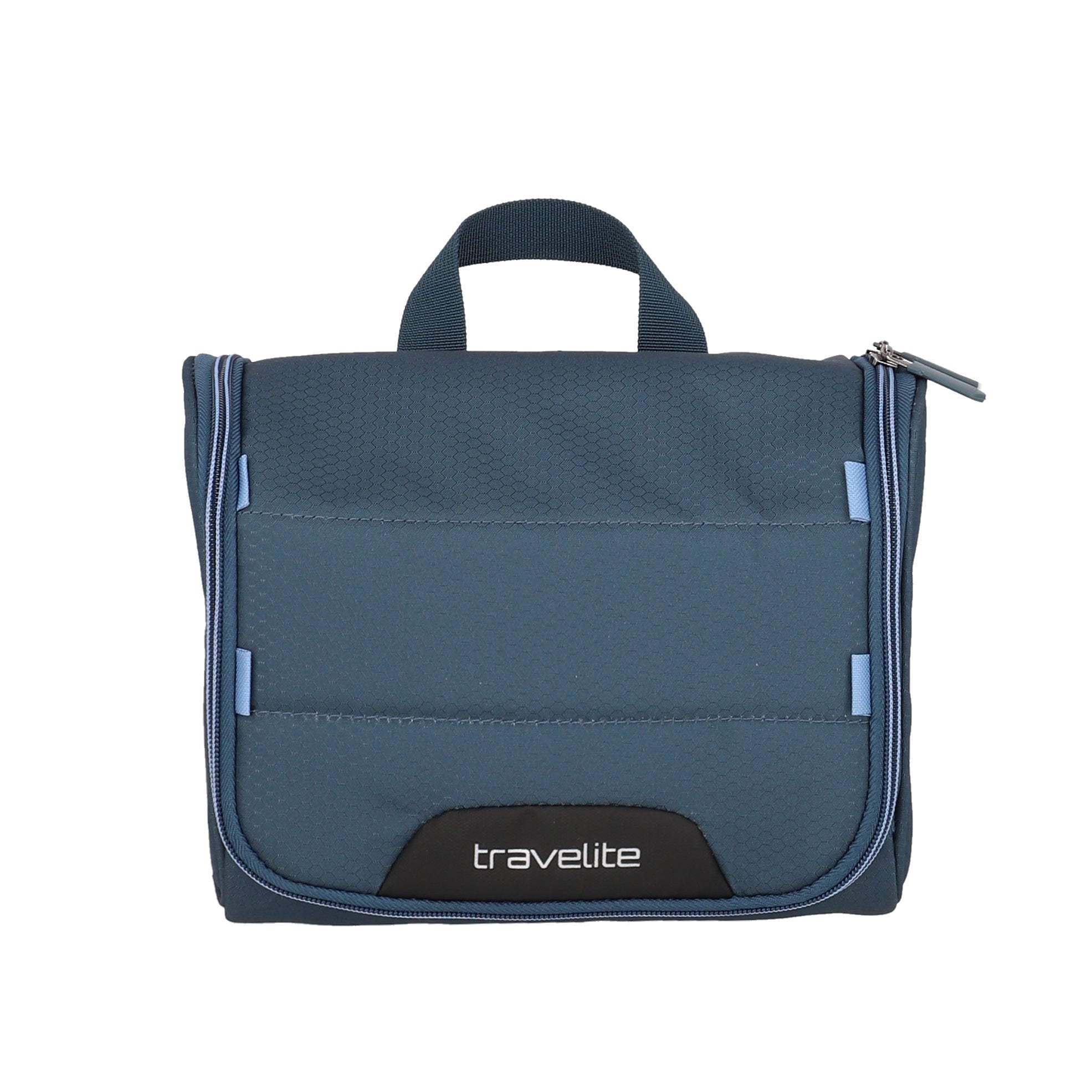 Travelite Skaii Kulturtasche Kulturbeutel zum Hängen aus recyceltem Polyester Farbe Panoramablau