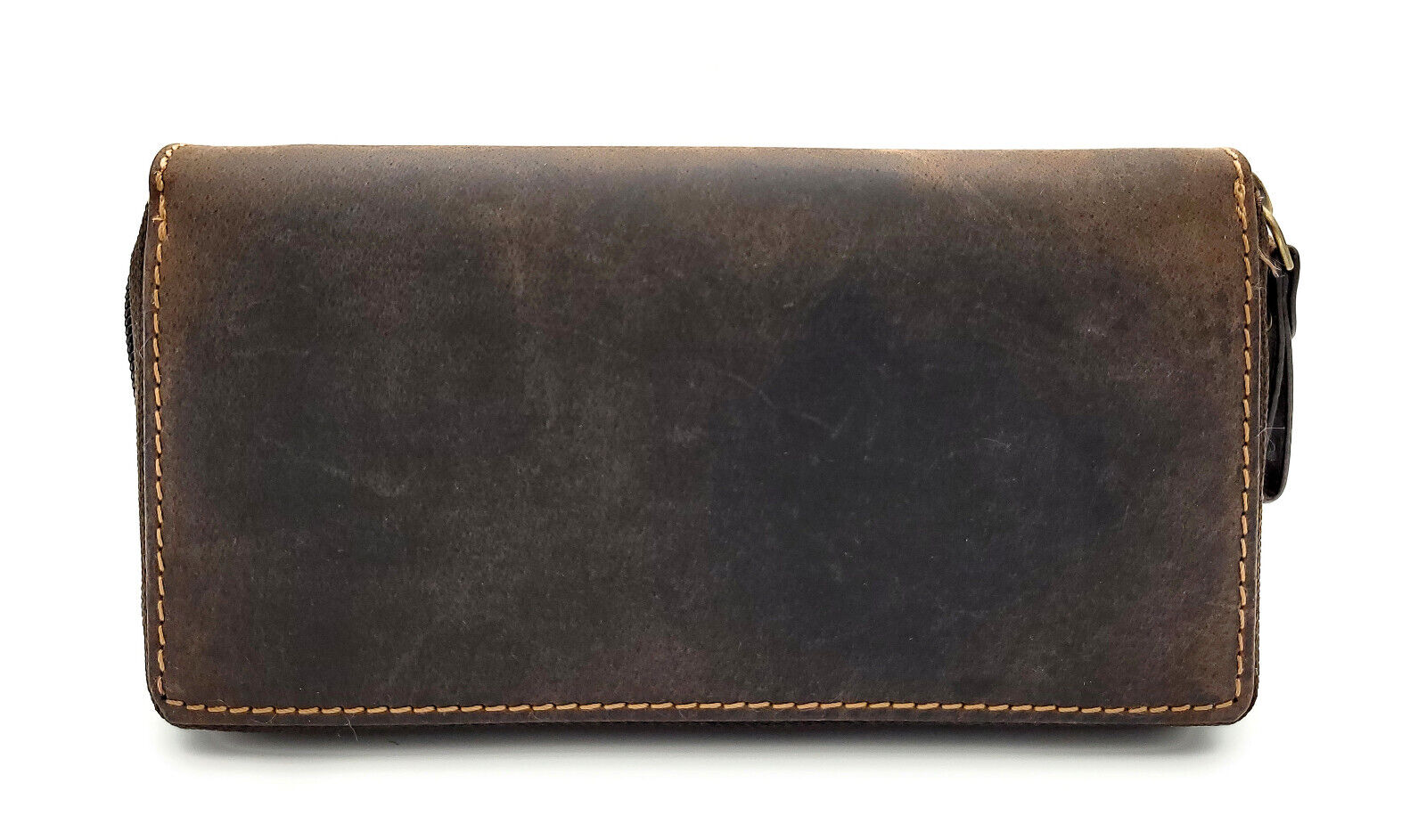 Premium Damen Reißverschluss Geldbörse aus echtem Büffelleder mit RFID-Schutz - Vintage Leder Portemonnaie mit 12 Kartenfächern - Handgefertigt