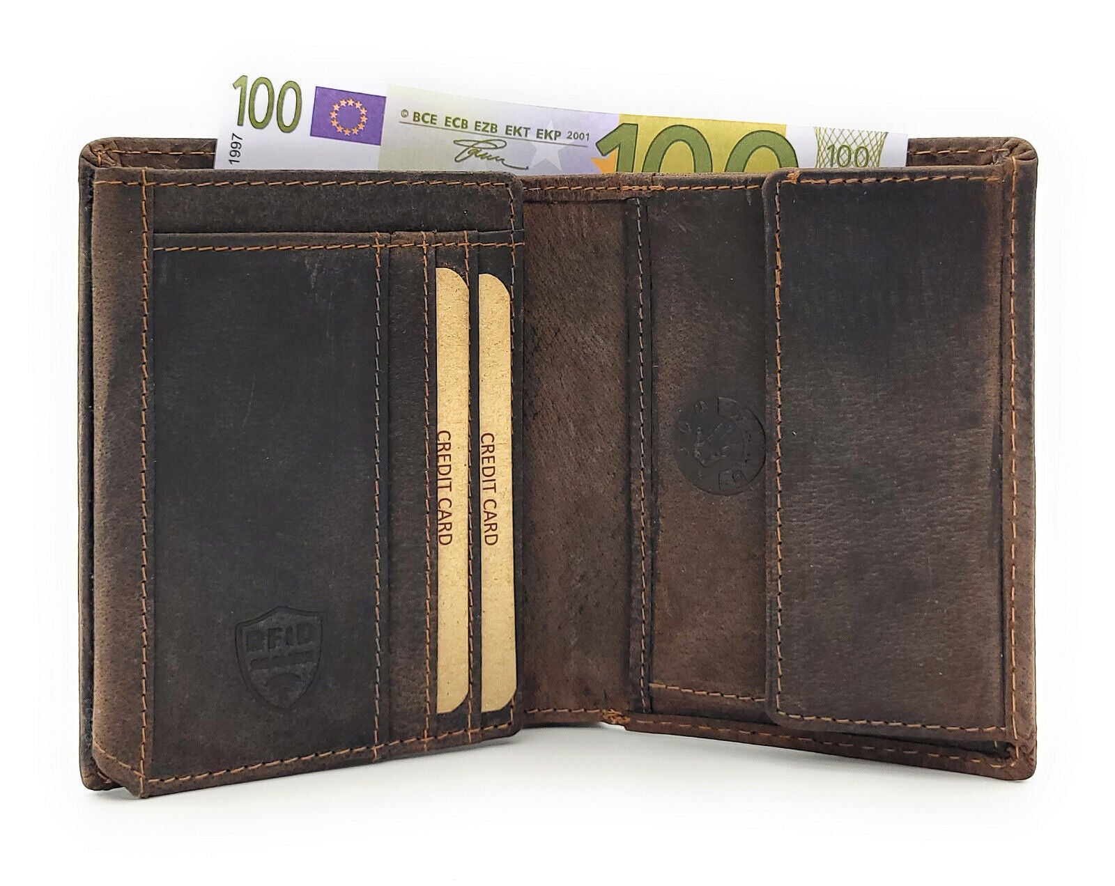 Jockey Club echt Leder Geldbörse Portemonnaie Geldbeutel mit RFID Schutz dunkelbraun