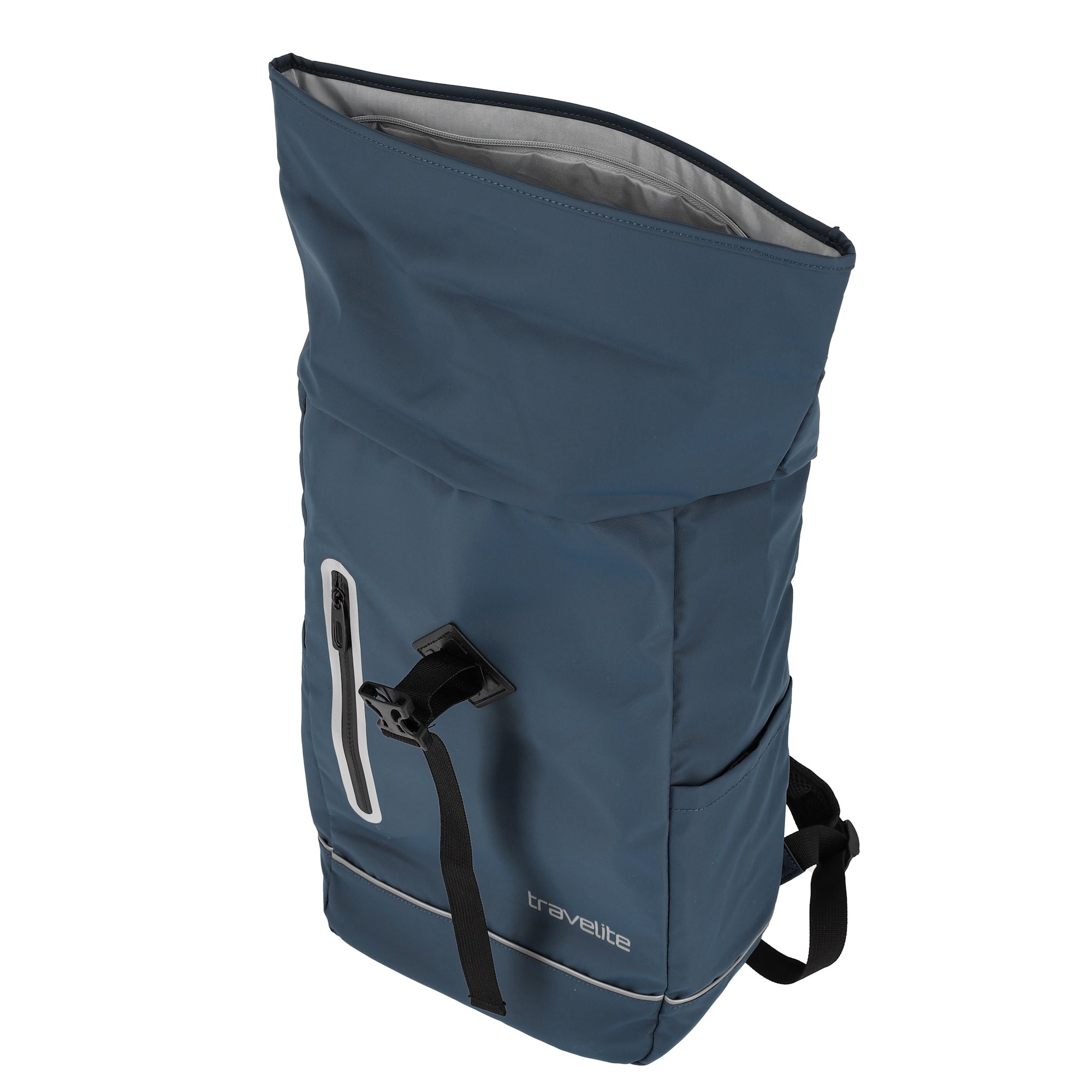 Travelite Rollup Fahrrad Rucksack Kurierrucksack Daypack aus wasserfester Plane mit Reflektoren navy blau
