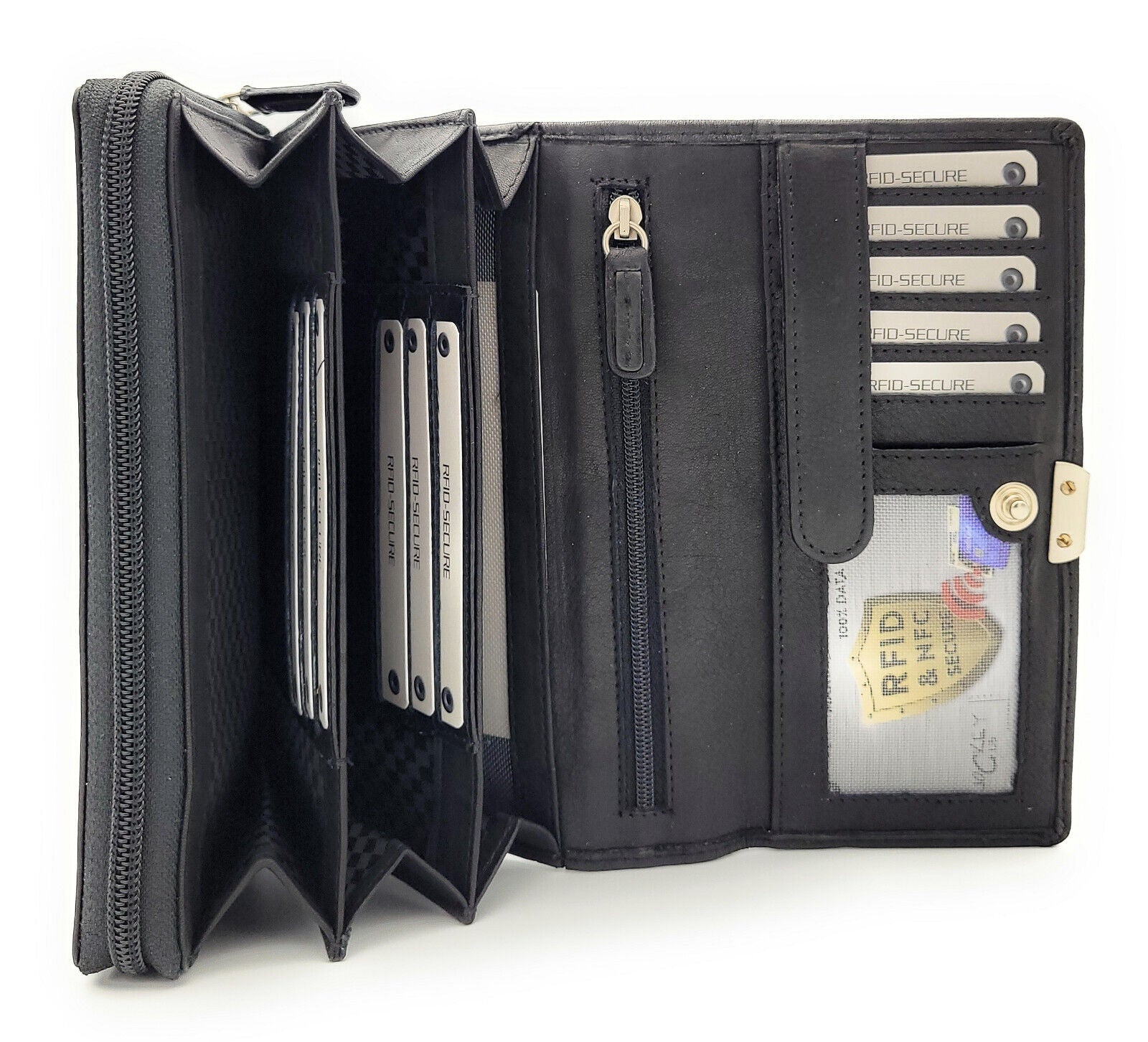 Jockey Club Damen Geldbörse Massala – Echtleder Portemonnaie mit RFID-Schutz, schwarz