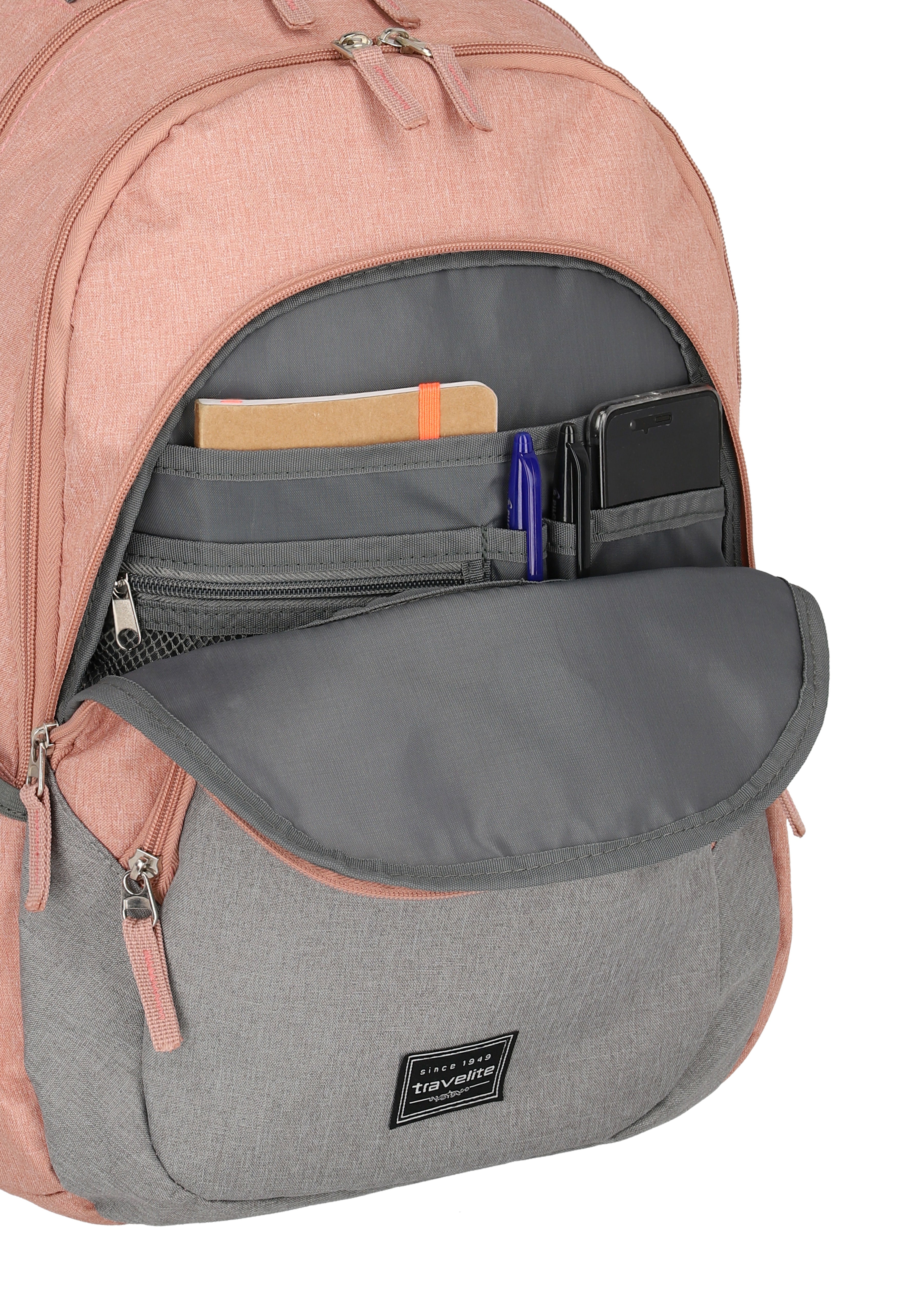Travelite Freizeit Reise Rucksack Daypack Notebookfach Bordgepäck rosa grau