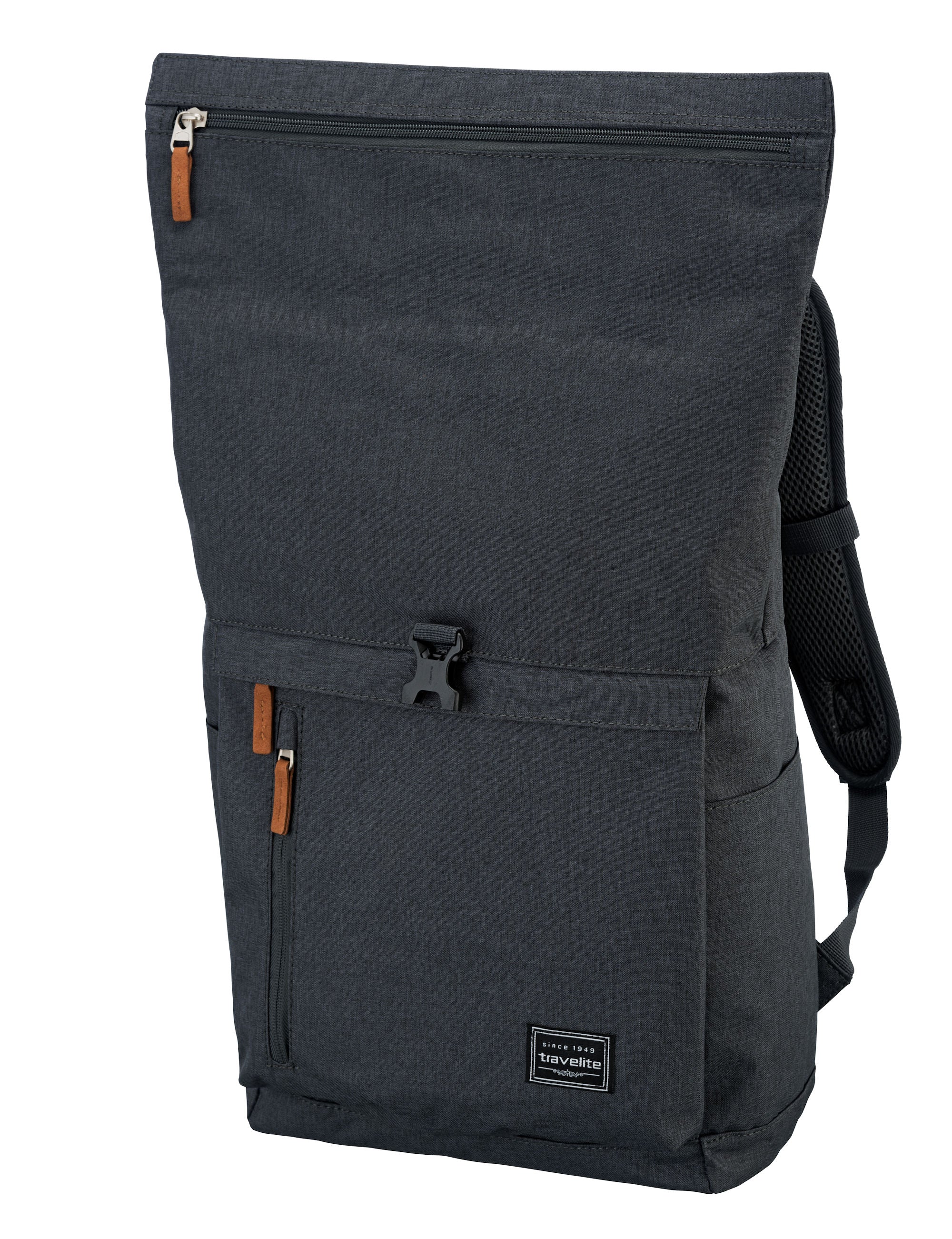 Travelite Basic Rollup Kurierrucksack mit Laptopfach (15,6") – 35L Volumen, Trolley-kompatibel anthrazit