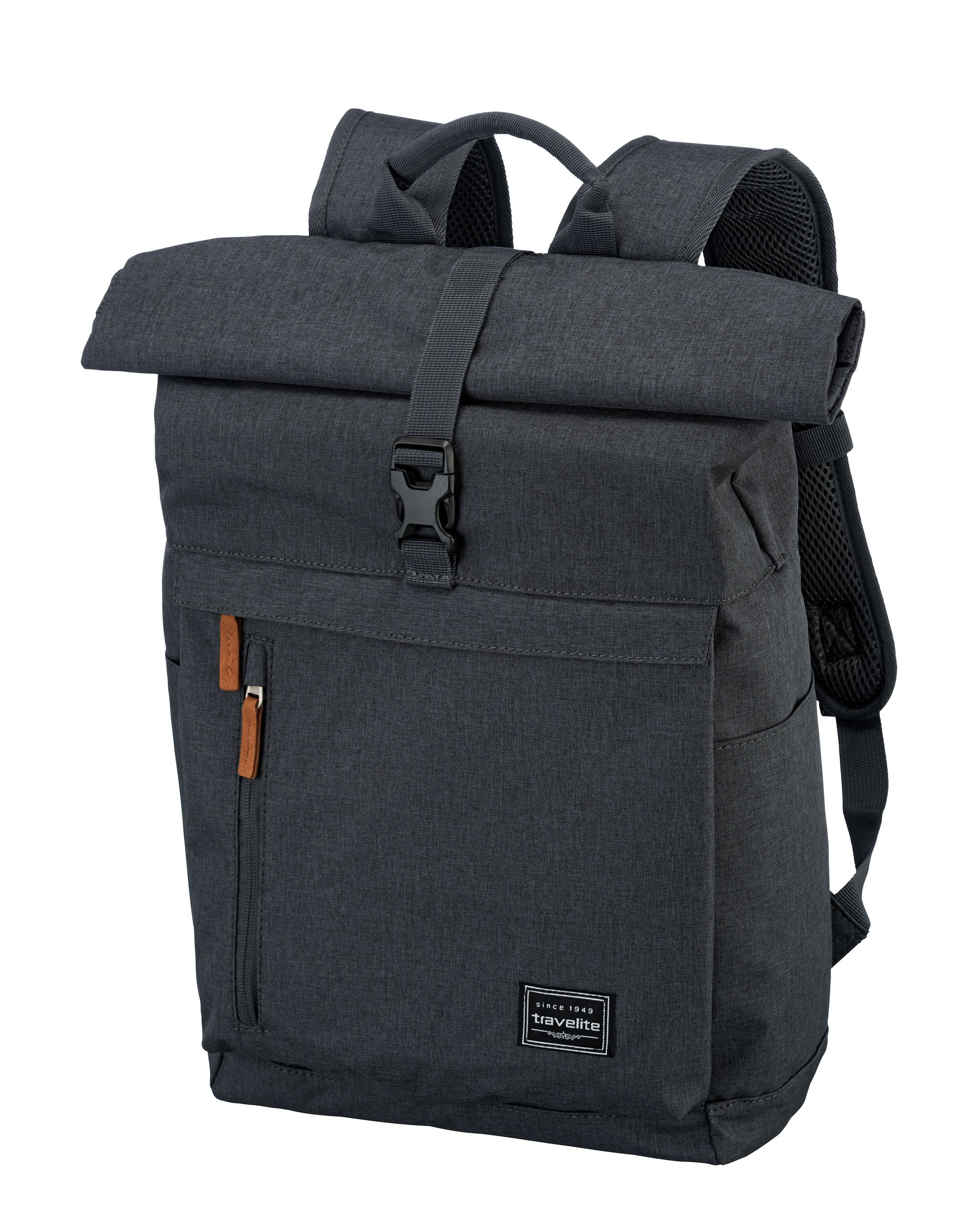 Travelite Basic Rollup Kurierrucksack mit Laptopfach (15,6") – 35L Volumen, Trolley-kompatibel anthrazit