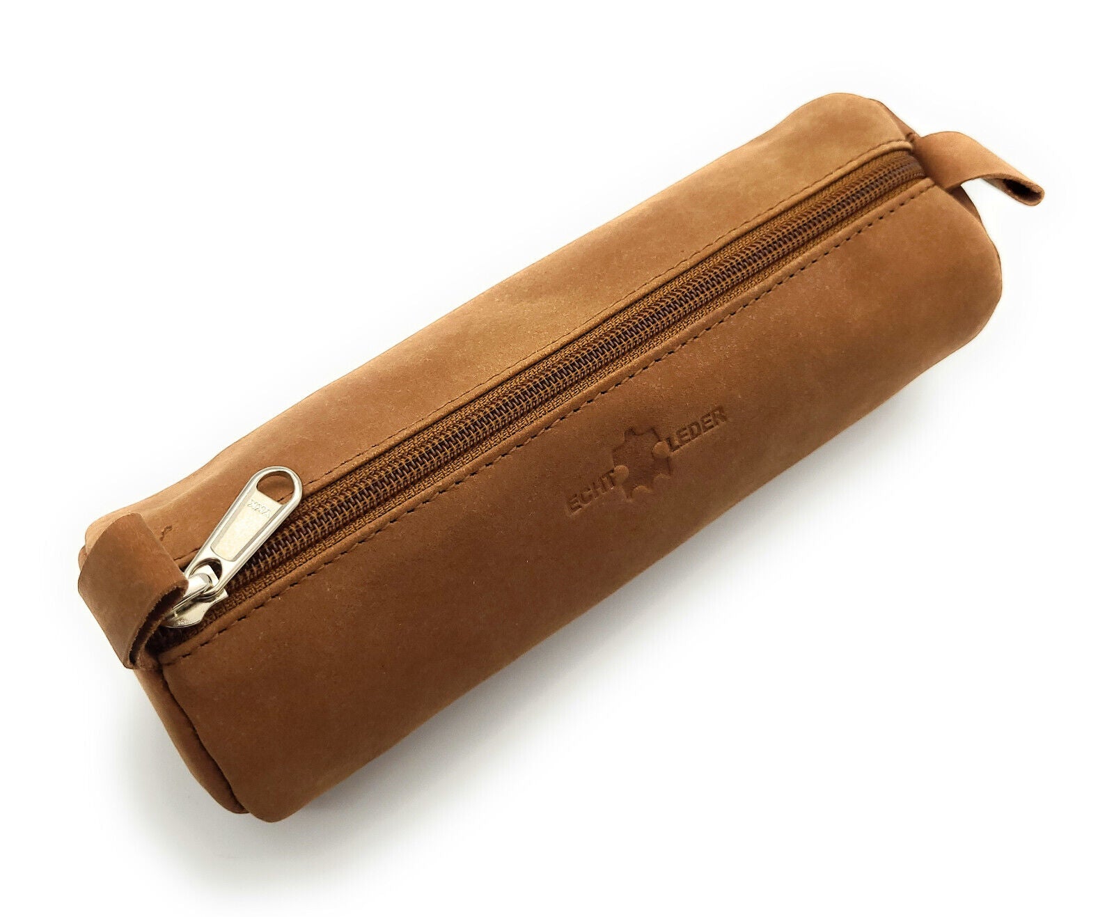 Lemasi echt Leder Schlamperrolle Federmäppchen Stifteetui Faulenzerrolle leer braun