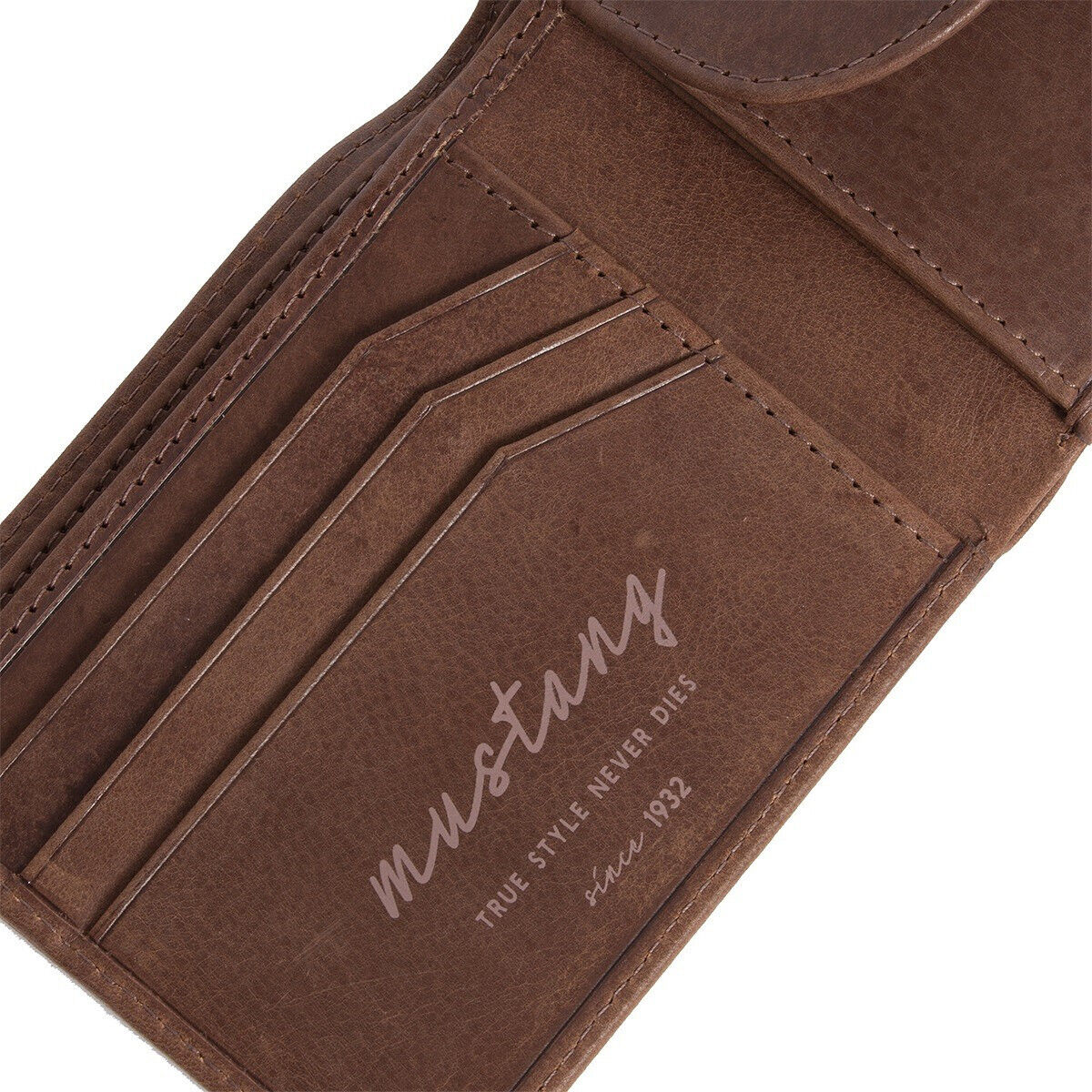 Mustang echt Leder Herren Geldbörse Portemonnaie Santos mit RFID Schutz flach gearbeitet