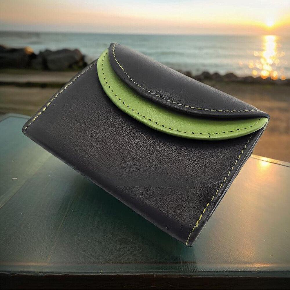 Jockey Club echt Leder Mini Geldbörse Wickelbörse Urlaubsbörse mit RFID Schutz schwarz oliv