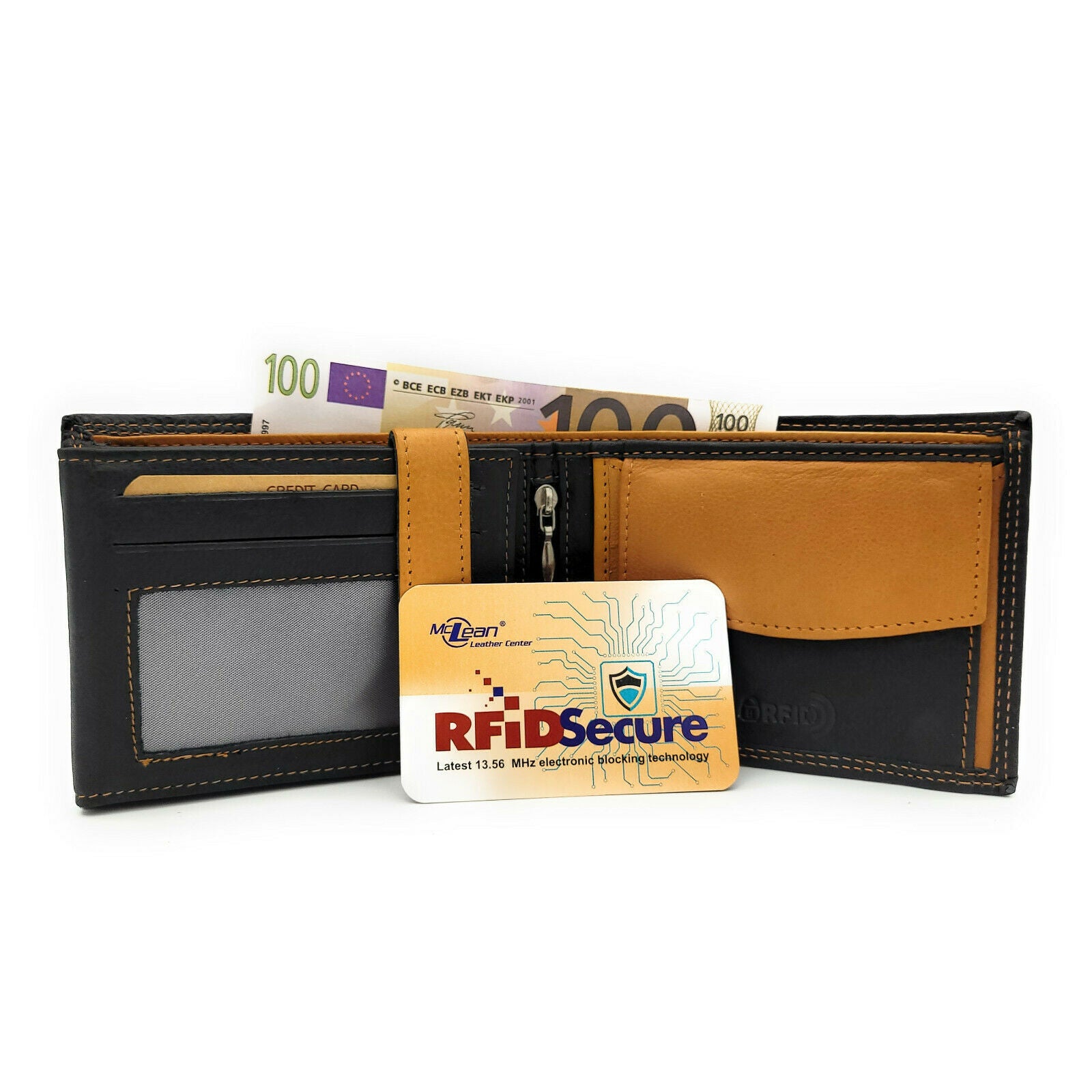 Jockey Club Basic echt Leder Geldbörse Portemonnaie Geldbeutel RFID NFC Schutz schwarz hellbraun