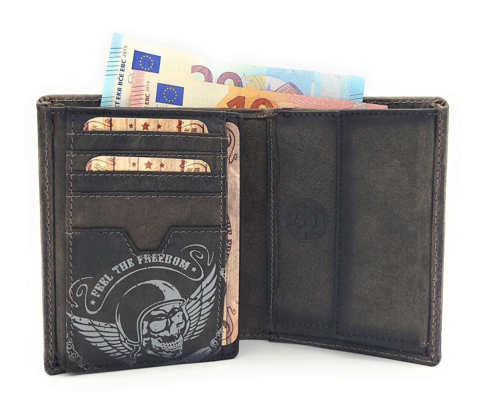 Jockey Club Biker Leder Geldbörse massive Fahrrad-Kette Portemonnaie Totenkopf RFID Schutz
