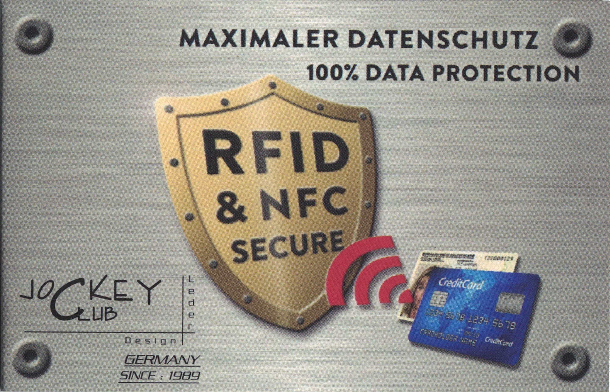 Jockey Club echt Leder Dollar Clip Geldklammer Kreditkartenetui mit RFID NFC Schutz