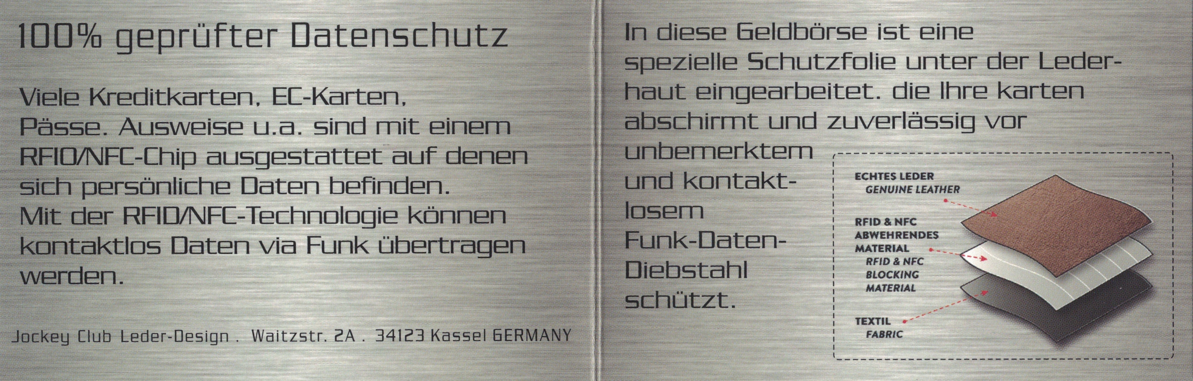 Jockey Club echt Leder Dollar Clip Geldklammer Kreditkartenetui mit RFID NFC Schutz