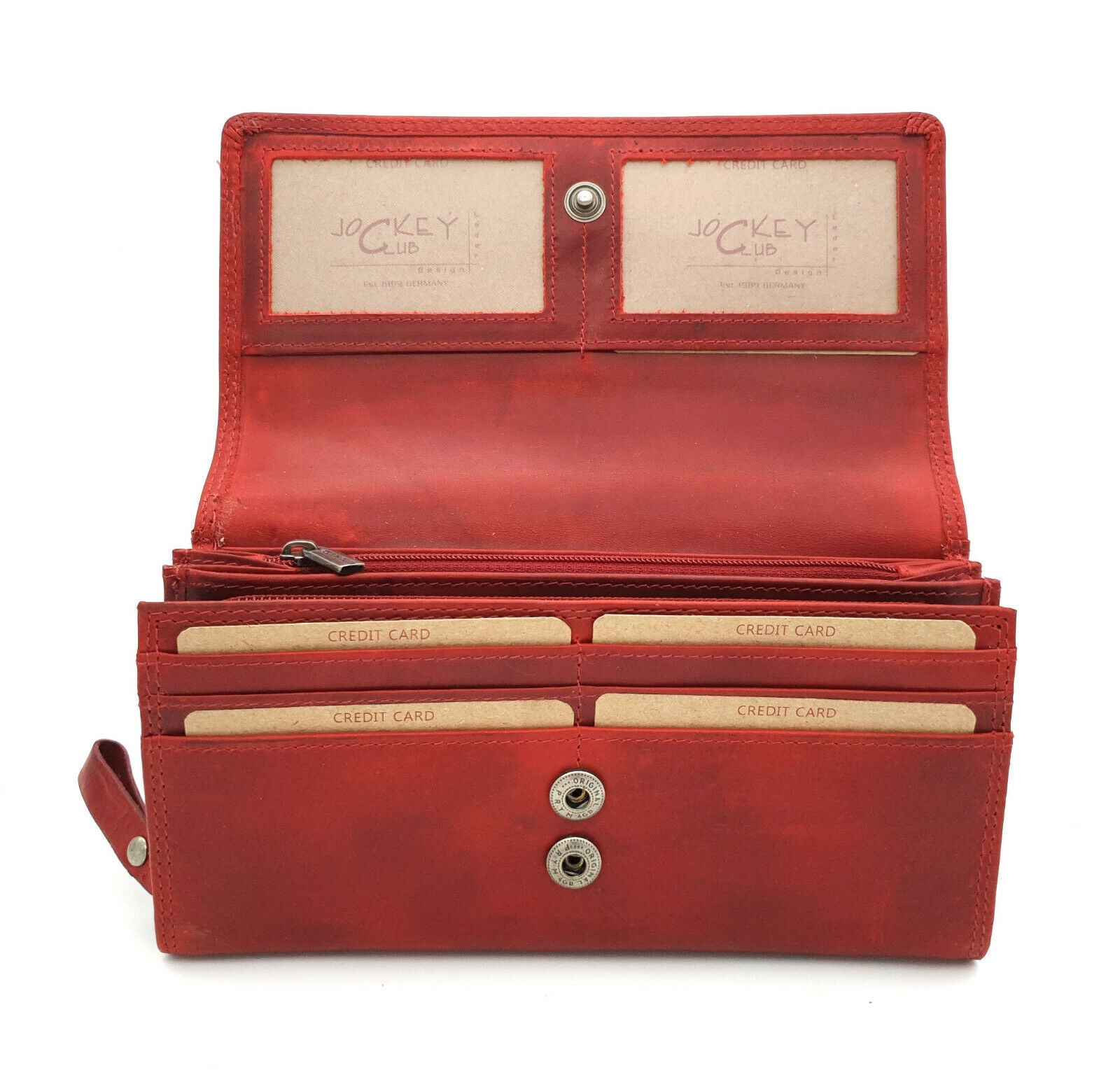 echt Leder Geldbörse Portemonnaie Geldbeutel Jockey Club Schmetterling mit RFID Schutz rot