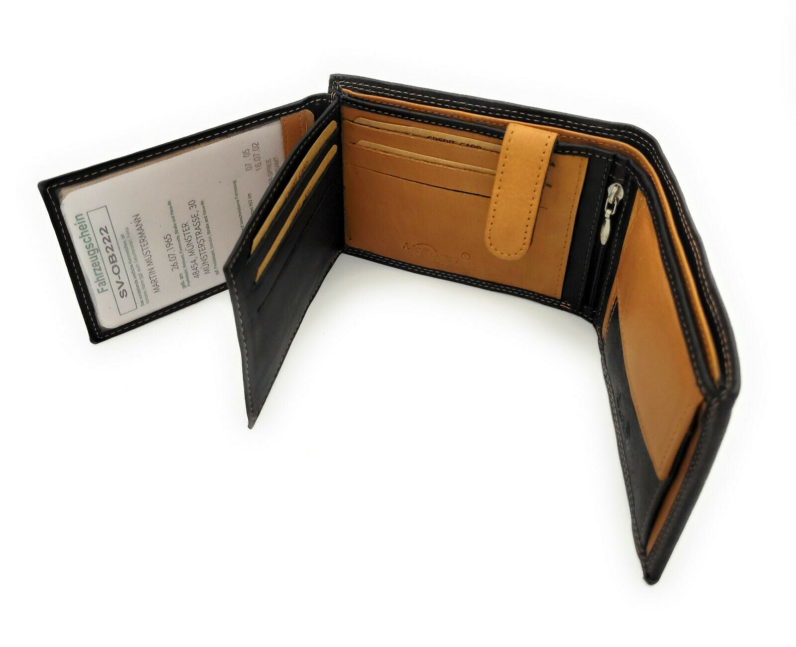 Jockey Club Basic echt Leder Geldbörse Portemonnaie Geldbeutel RFID NFC Schutz schwarz hellbraun