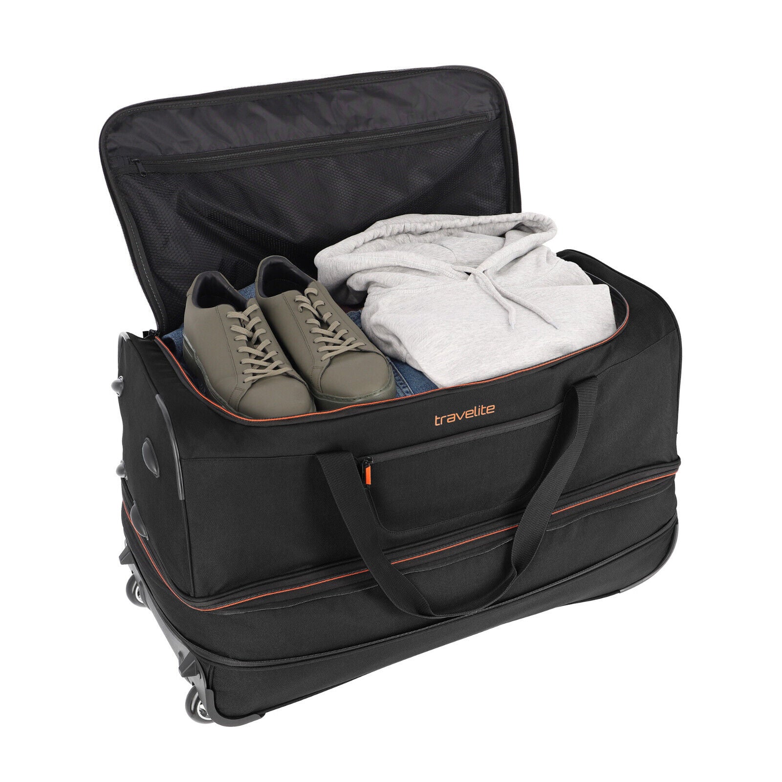 Travelite 2-Rad Trolley Roll-Reisetasche mit Rollen Basics L erweiterbar schwarz
