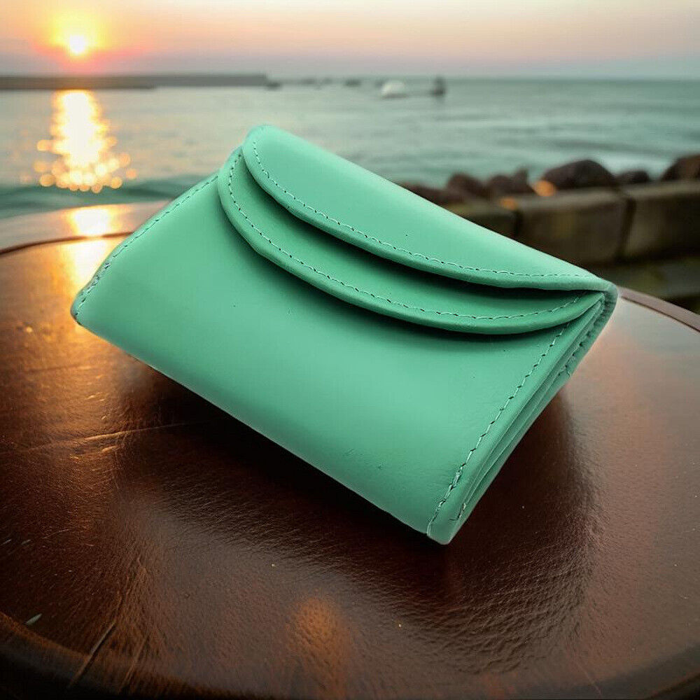Jockey Club echt Leder Mini Geldbörse Wickelbörse Urlaubsbörse mit RFID Schutz eisgrün