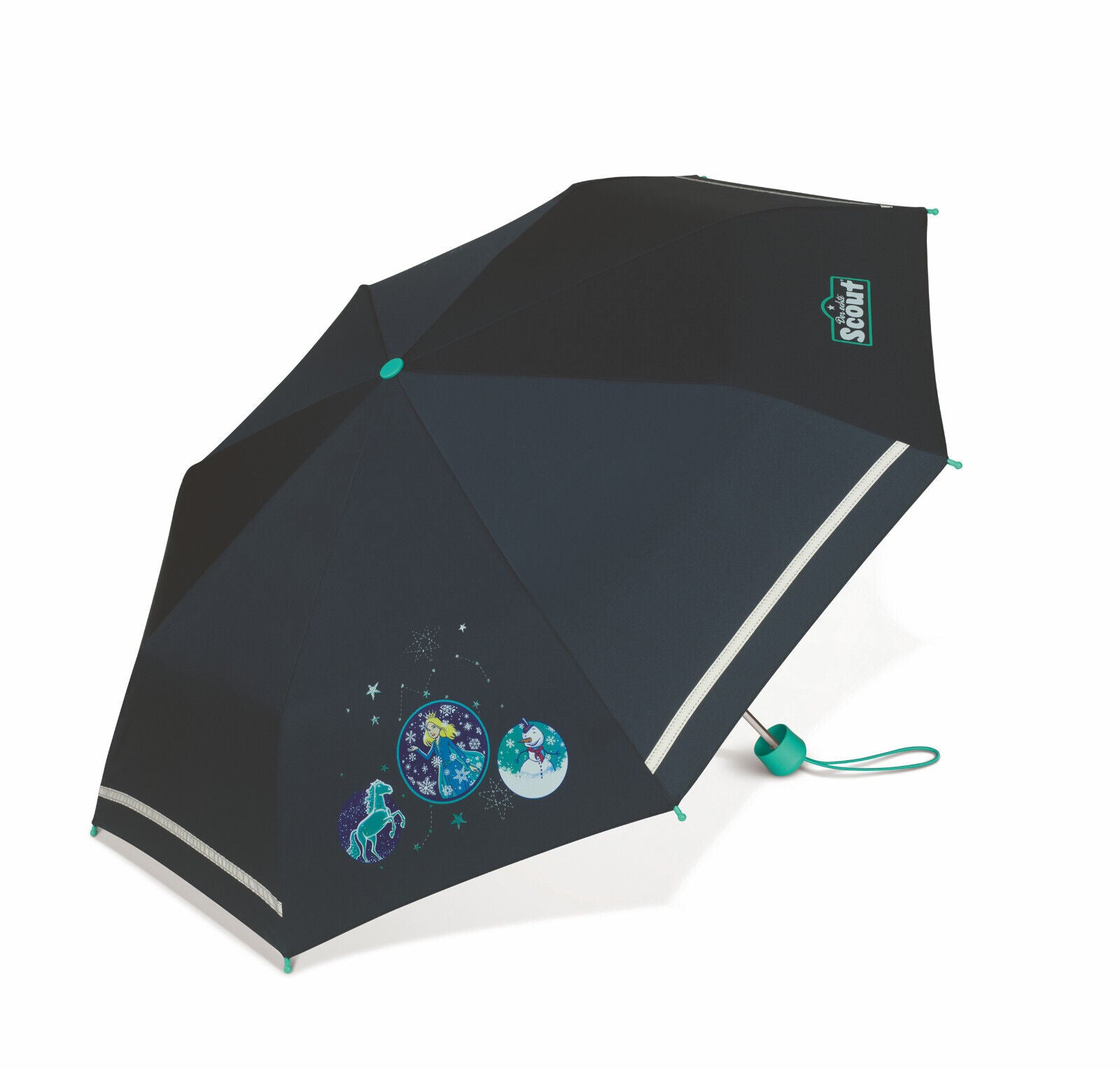 Scout Girls Kinder Regenschirm Taschenschirm mit Reflektionsstreifen Sternenhimmel
