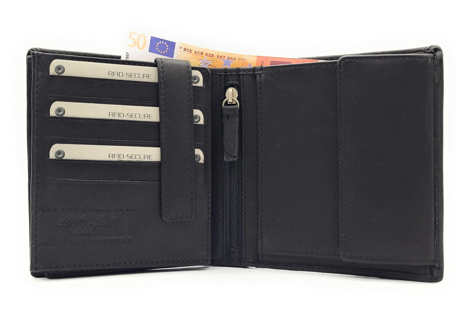 Jockey Club echt Leder Geldbörse Portemonnaie "Smart Business" 18 Kartenfächer mit RFID Schutz