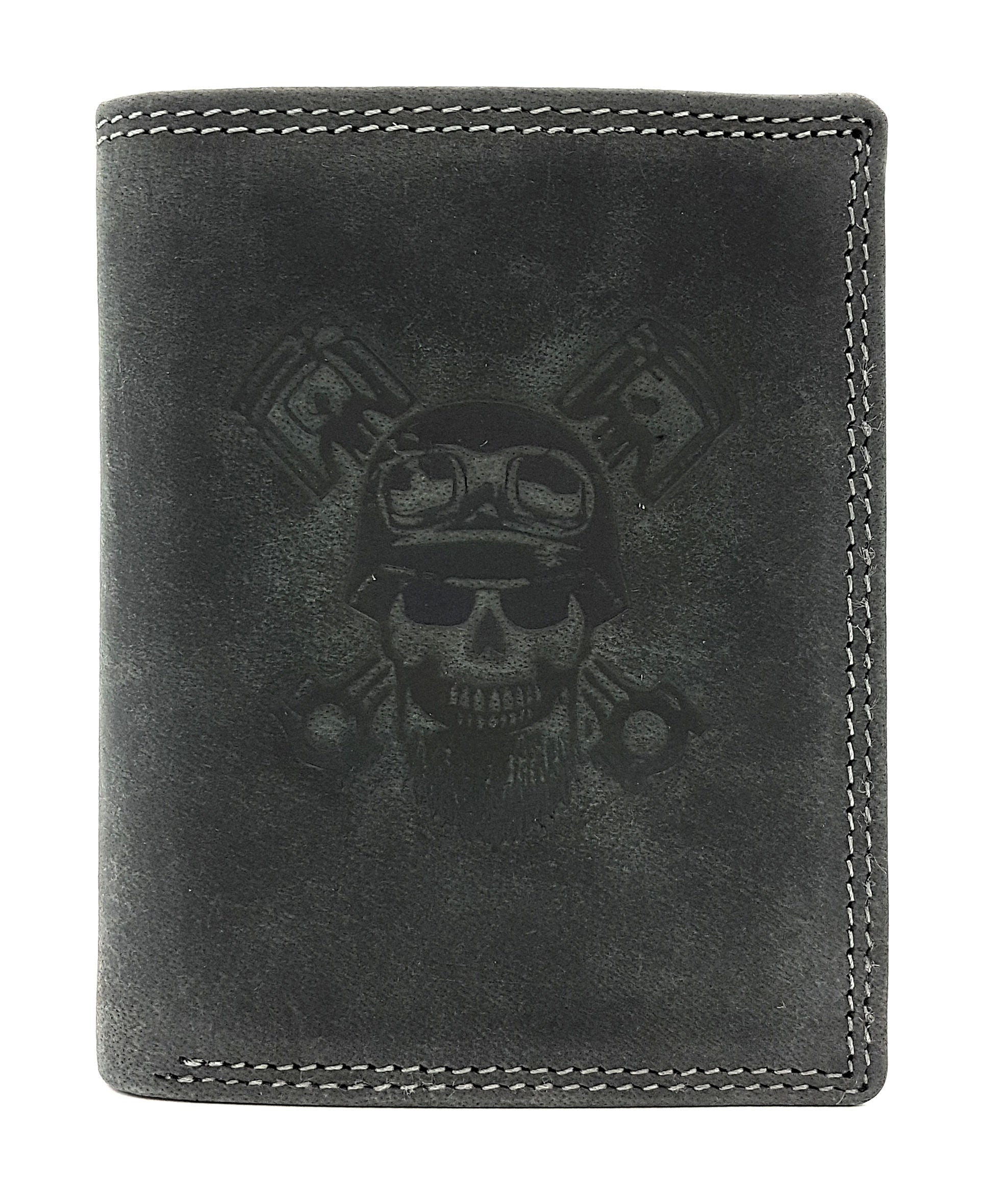 McLean echt Büffel Voll-Leder Geldbörse Portemonnaie Totenkopf Skull mit RFID NFC Schutz schwarz