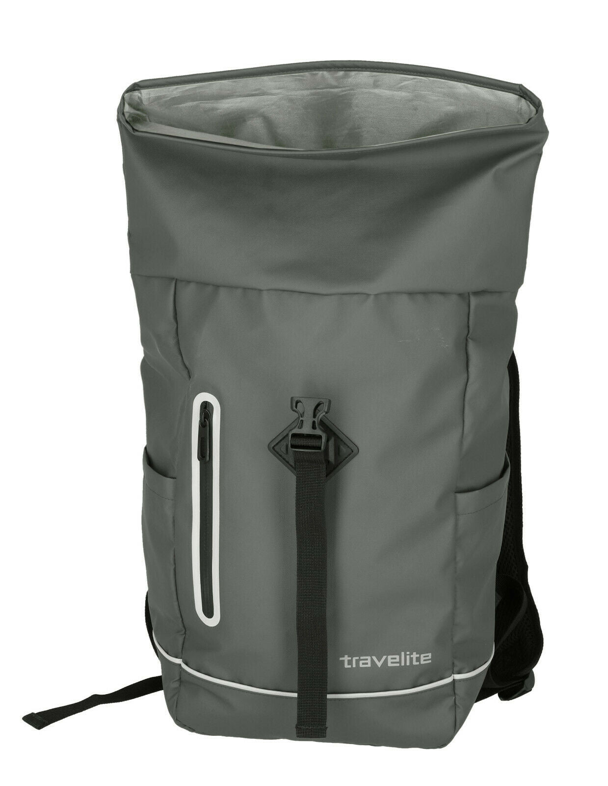 Travelite Rollup Fahrrad Rucksack Kurierrucksack Daypack aus wasserfester Plane mit Reflektoren grau