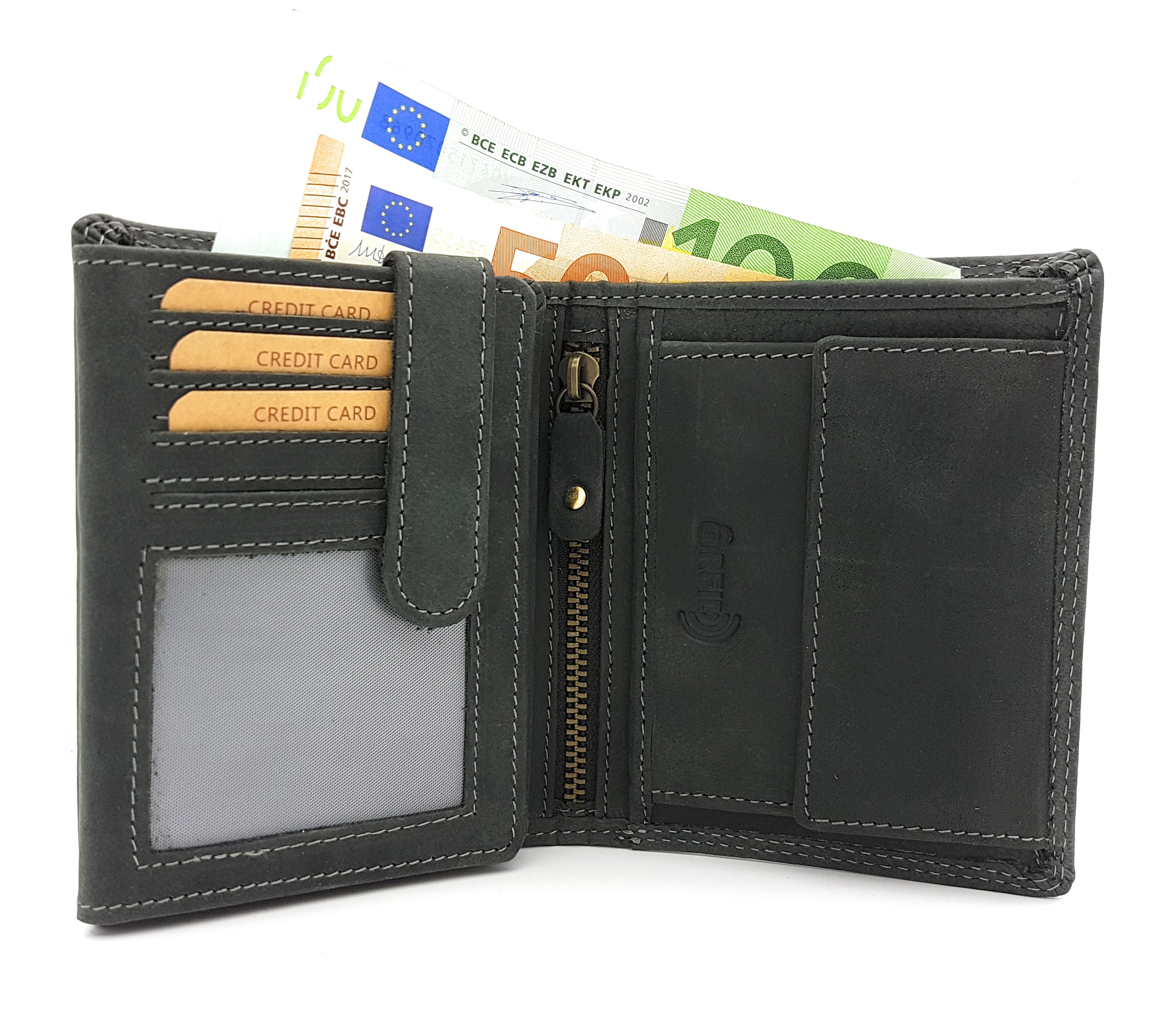 McLean echt Büffel Voll-Leder Geldbörse Portemonnaie Totenkopf Skull mit RFID NFC Schutz schwarz