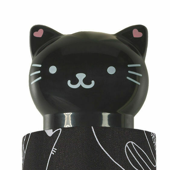 happy rain Regenschirm Taschenschirm Schirm Sprüche Katze Kitten Cat Katzengriff