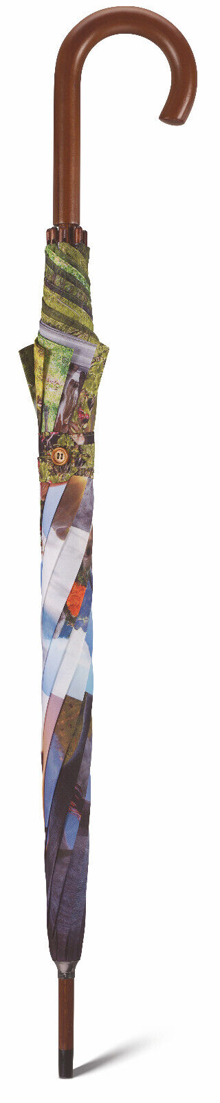 happy rain Regenschirm "Alpenkuh" – Stockschirm mit Echtholzgriff & Alpenmotiv