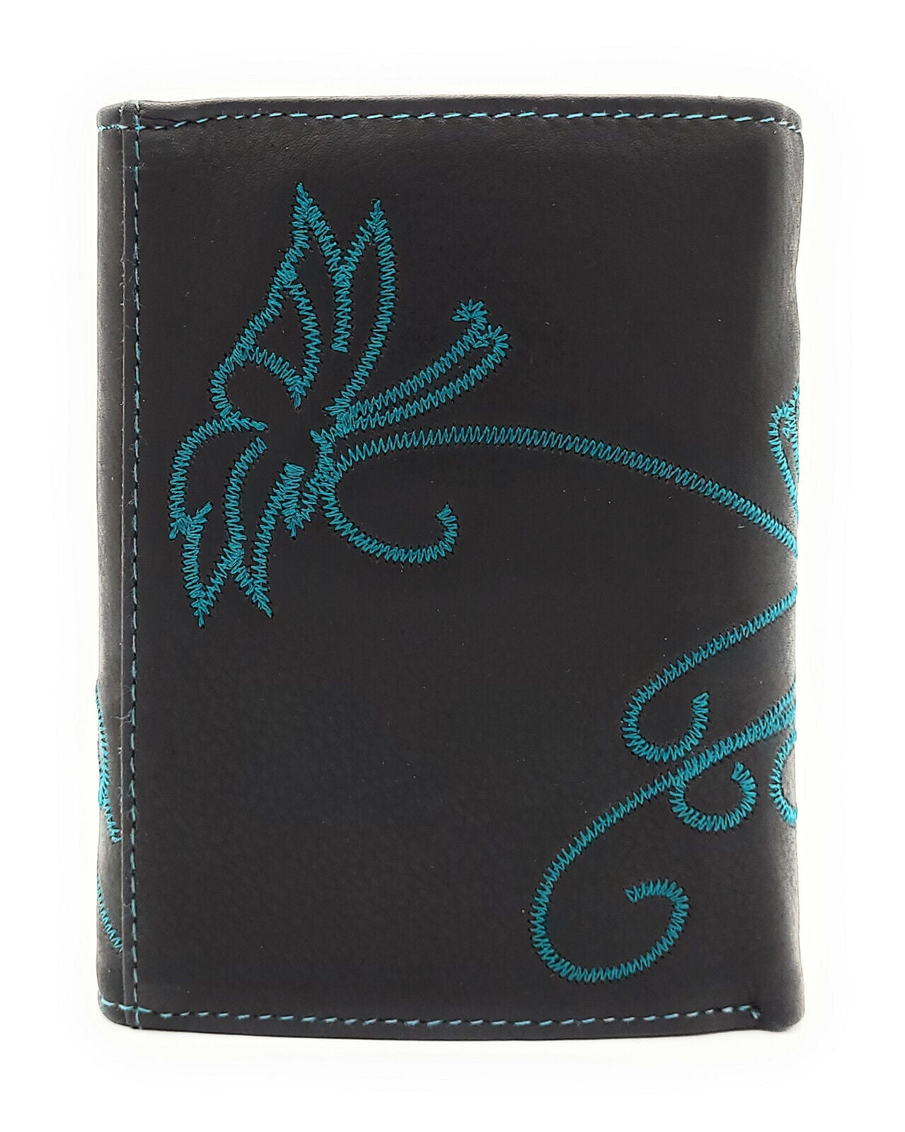 Jockey Club echt Leder Damen Geldbörse mit Stickerei Schmetterling + RFID Schutz petrol