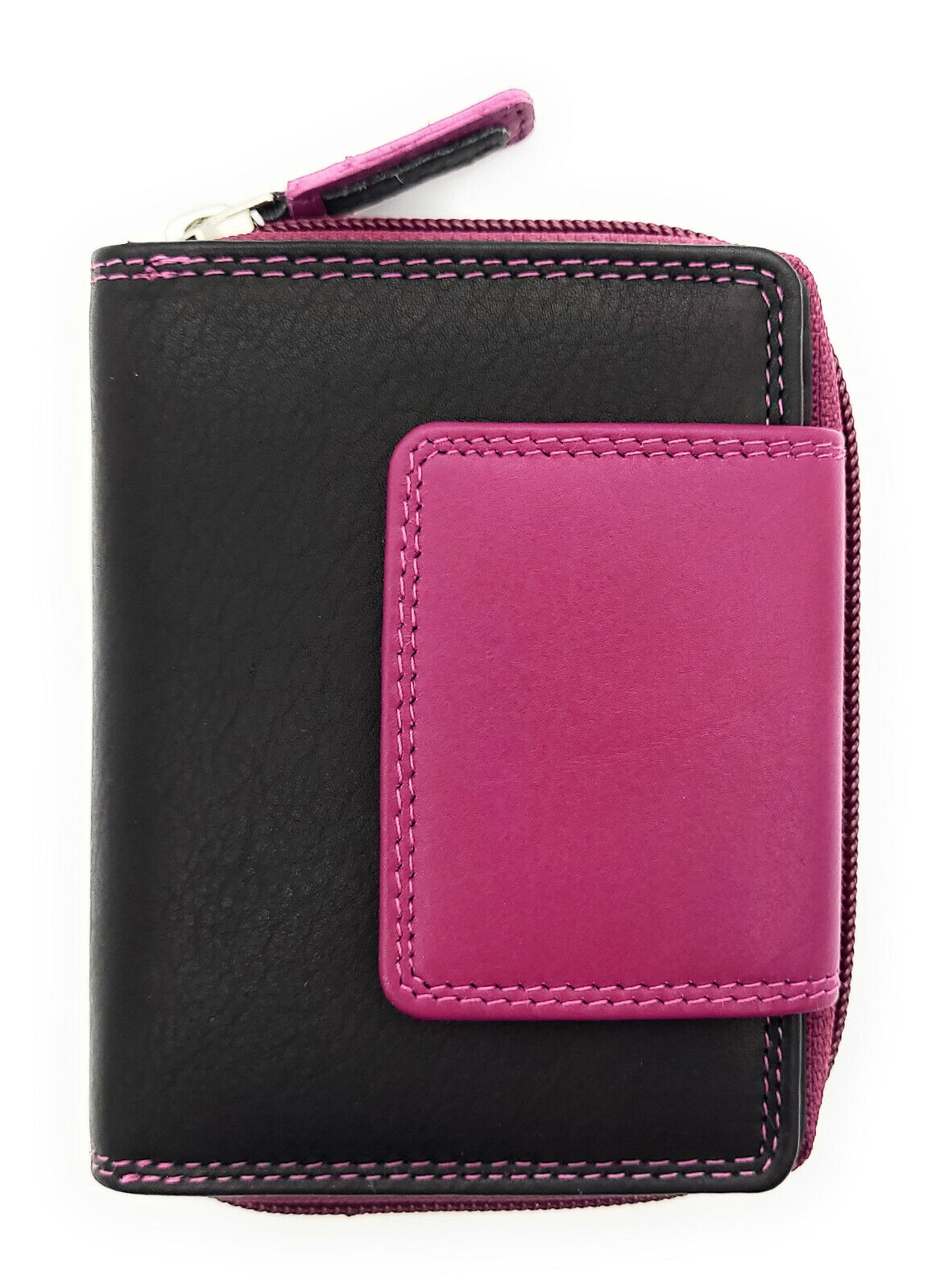 Jockey Club echt Leder Damen Geldbörse Portemonnaie mit RFID Schutz schwarz pink