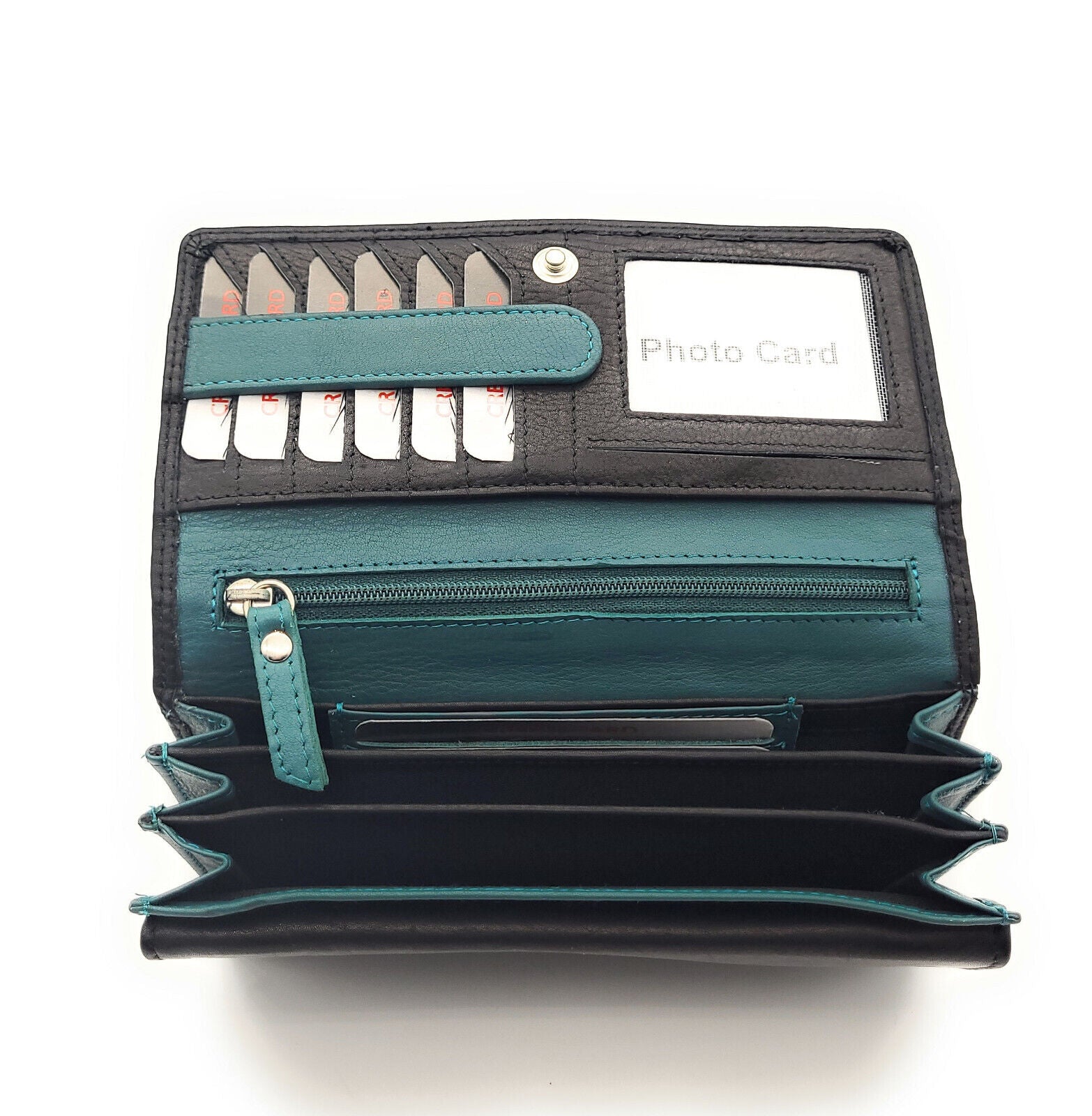 Jockey Club echt Leder Damen Geldbörse Portemonnaie mit RFID Schutz bicolor schwarz petrol