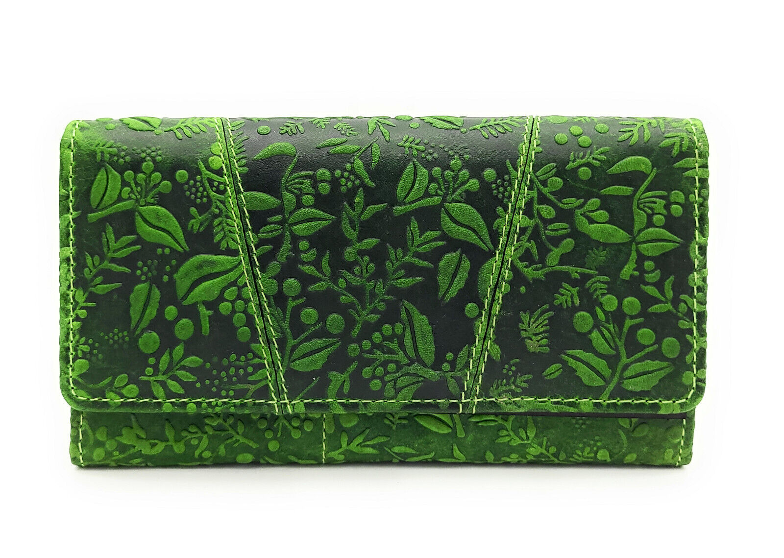 Hill Burry echt Leder Damen Geldbörse Portemonnaie floral mit RFID NFC Schutz grün