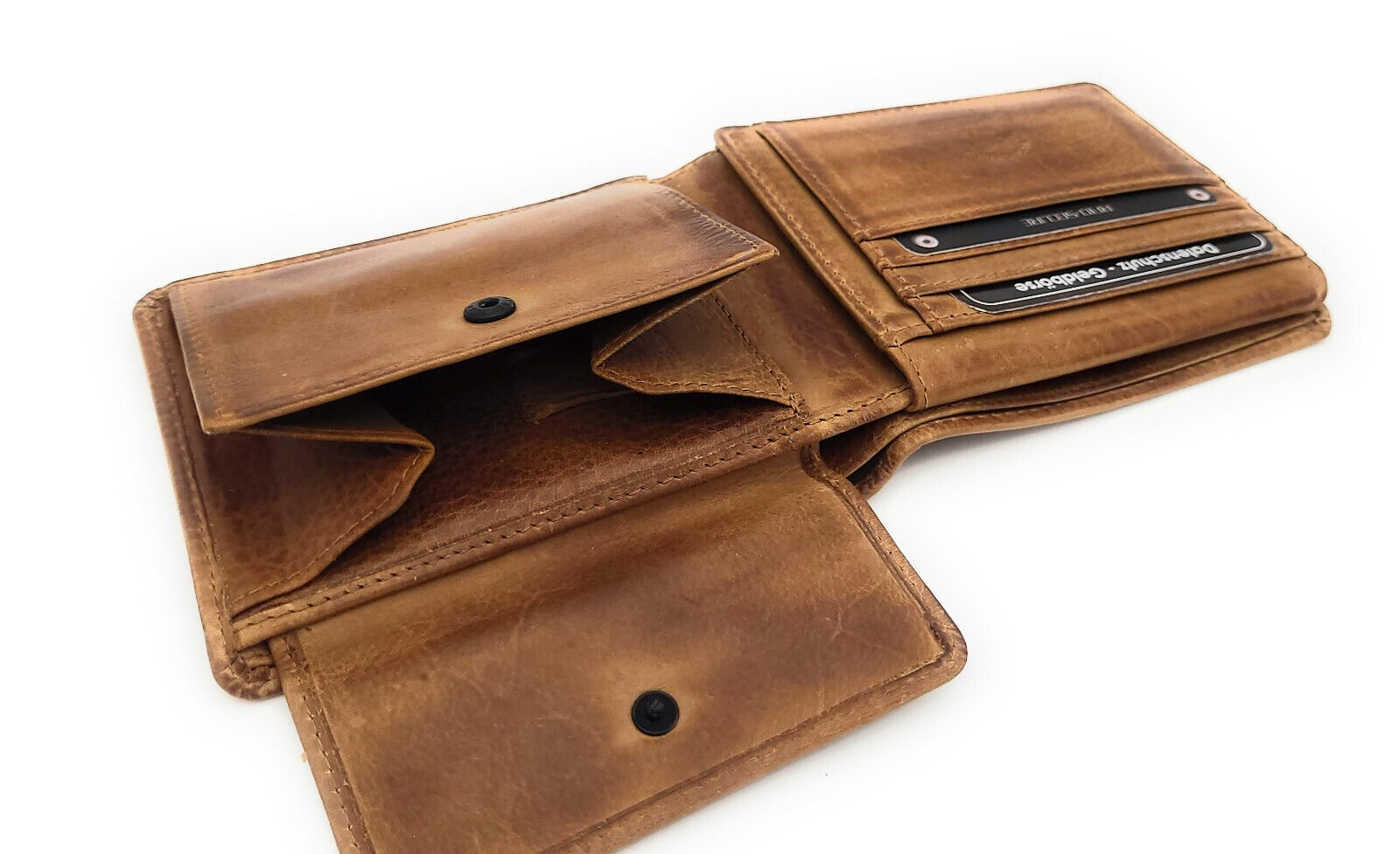 Jockey Club echt Leder Geldbörse Portemonnaie Vintage mit RFID Schutz cognac