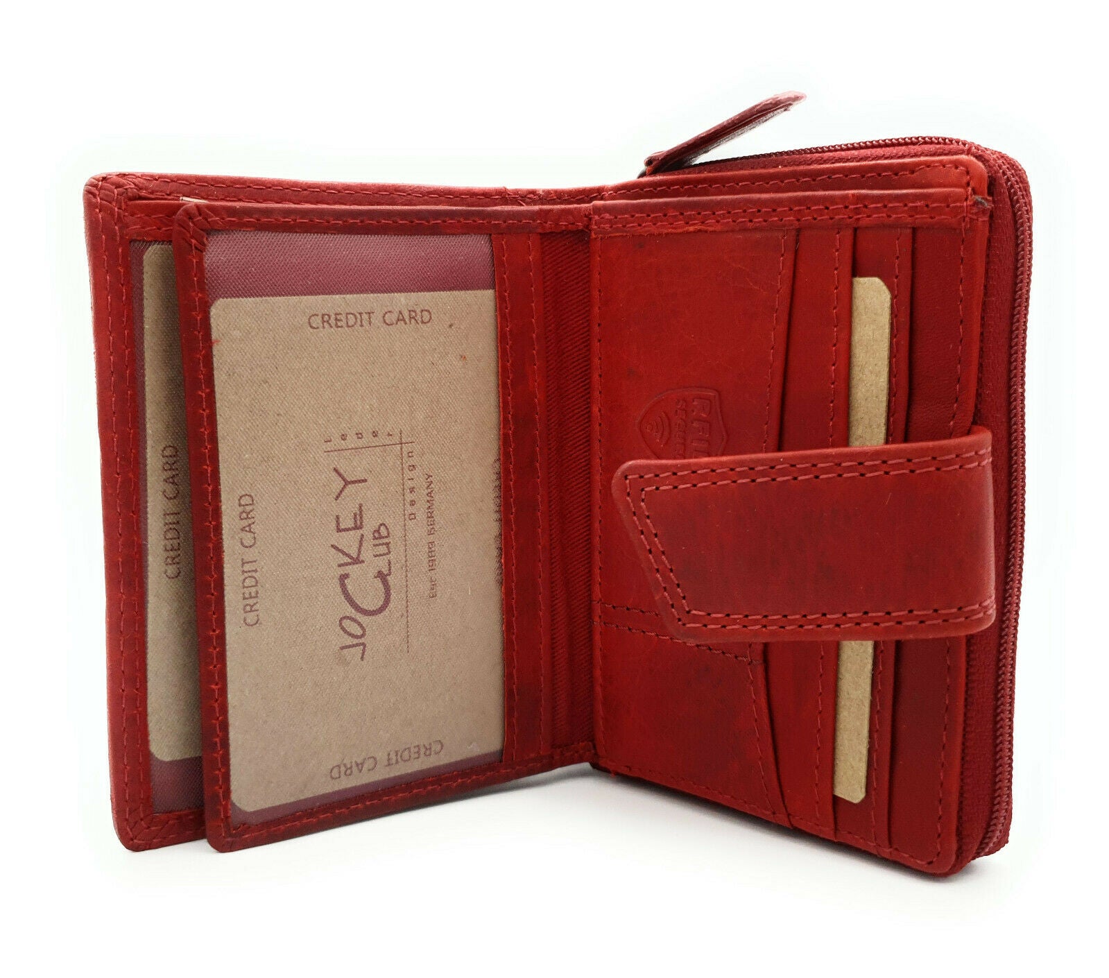 Jockey Club echt Leder Schmetterling Geldbörse Portemonnaie Geldbeutel Sauvage mit RFID Schutz rot
