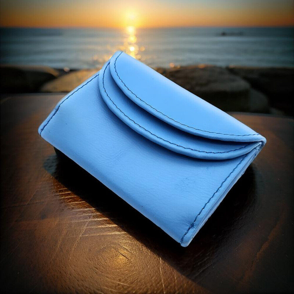 Jockey Club echt Leder Mini Geldbörse Wickelbörse Urlaubsbörse mit RFID Schutz hellblau