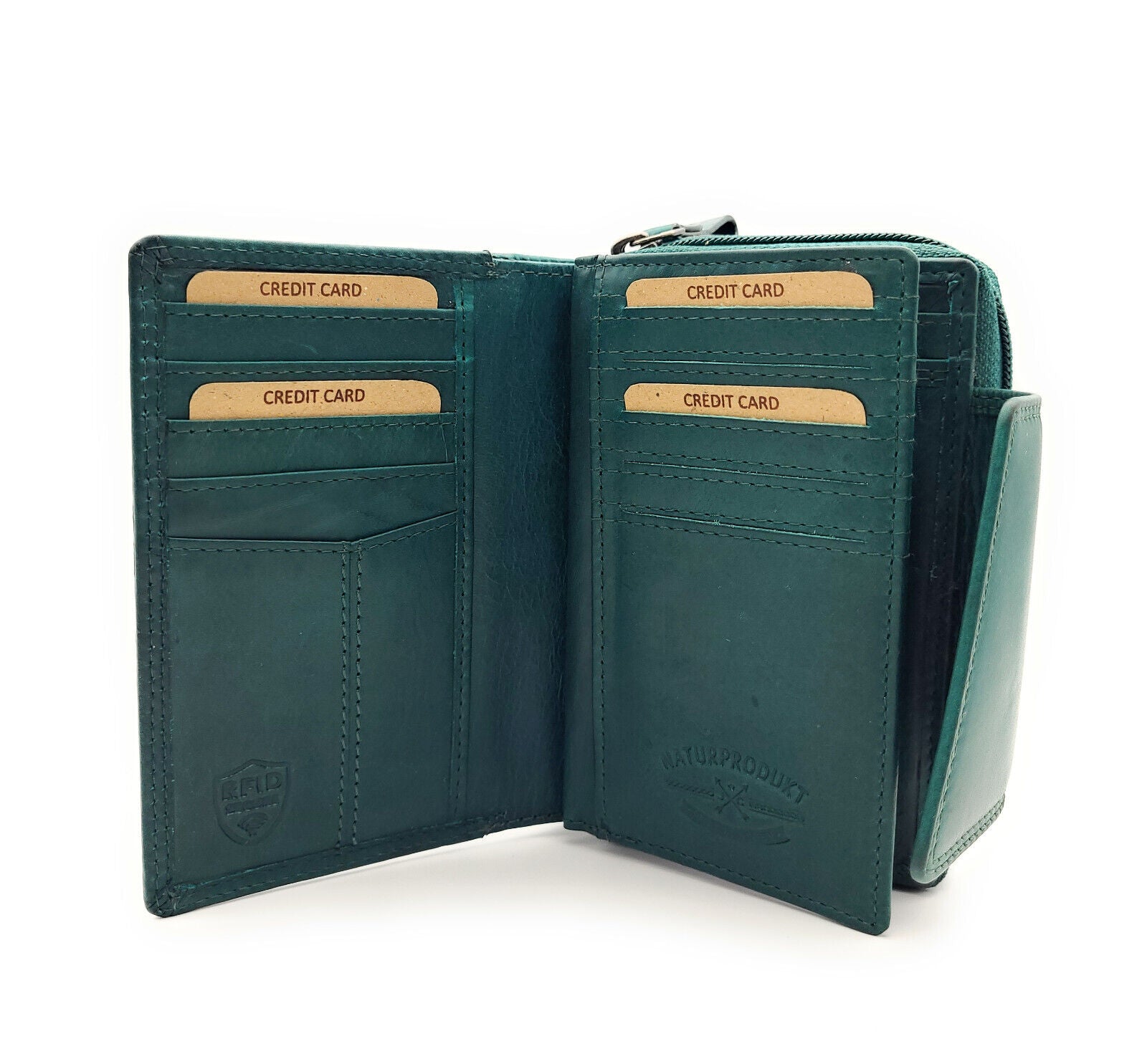 Jockey Club echt Leder Geldbörse Portemonnaie Geldbeutel Sauvage mit RFID Schutz petrol