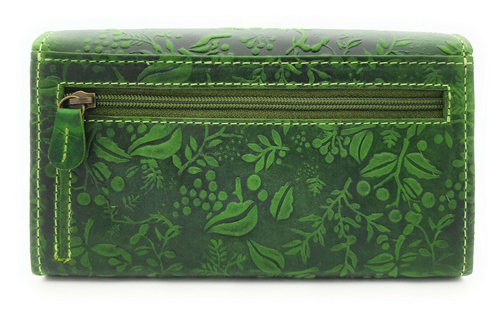 Hill Burry echt Leder Damen Geldbörse Portemonnaie floral RFID NFC Schutz grün