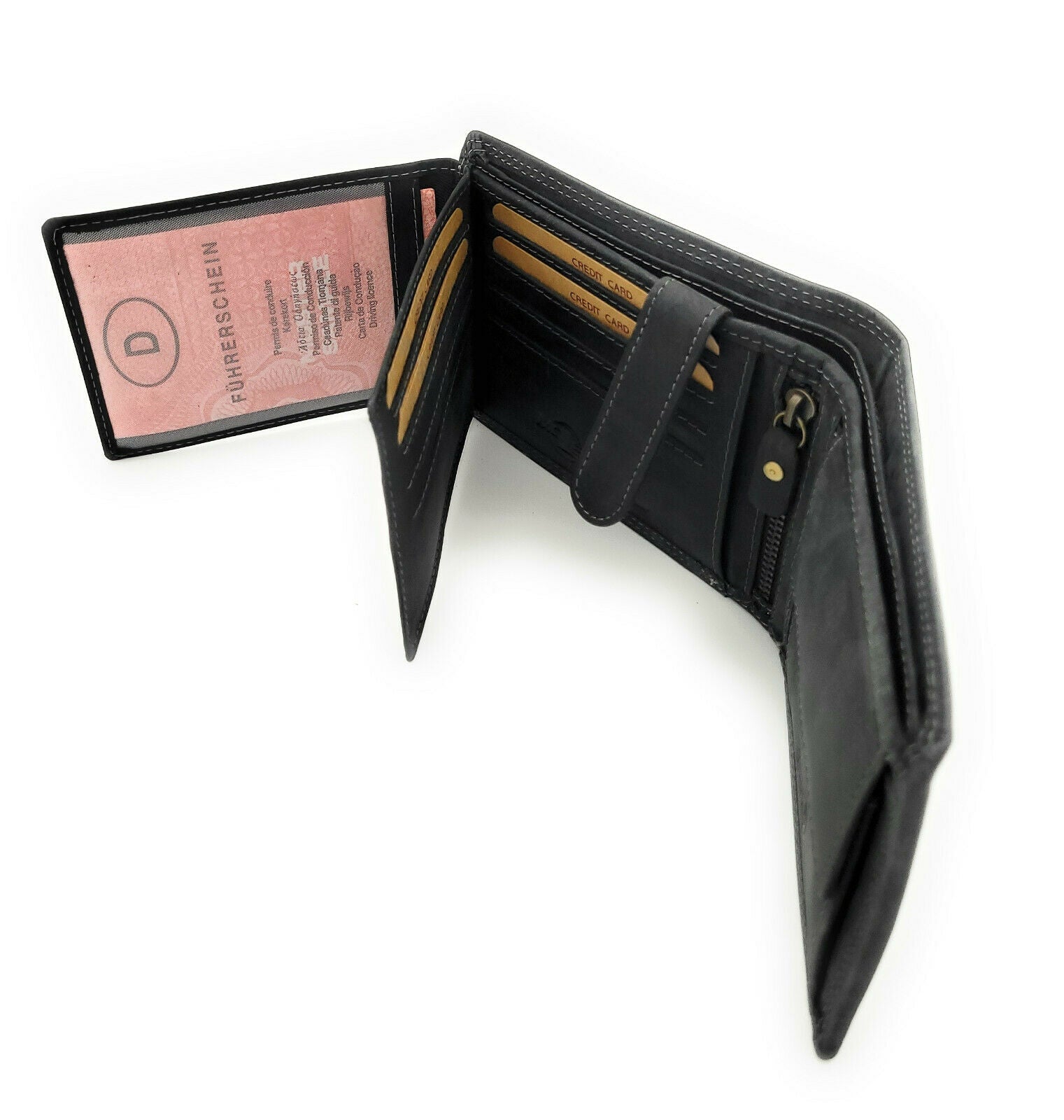 Jockey Club Basic echt Büffel Voll-Leder Geldbörse Portemonnaie Geldbeutel mit RFID NFC Schutz schwarz