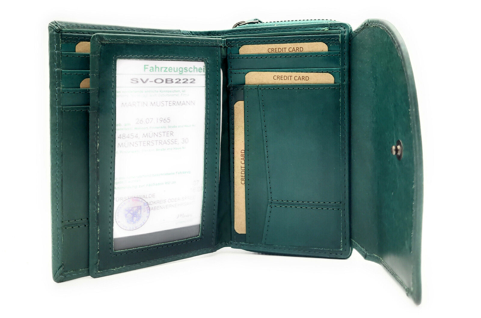 Jockey Club echt Leder Damen Geldbörse Portemonnaie Geldbeutel mit RFID Schutz petrol